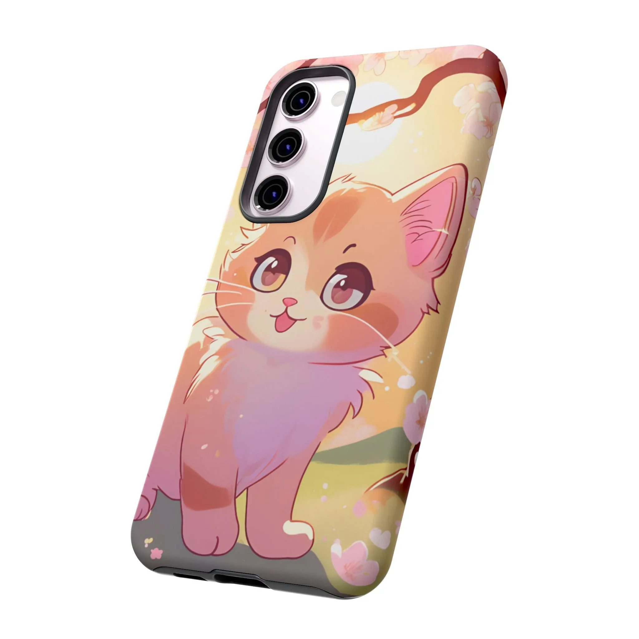 Cute Cat Tough Phone Case - Kawaii Design for Animal Lovers
