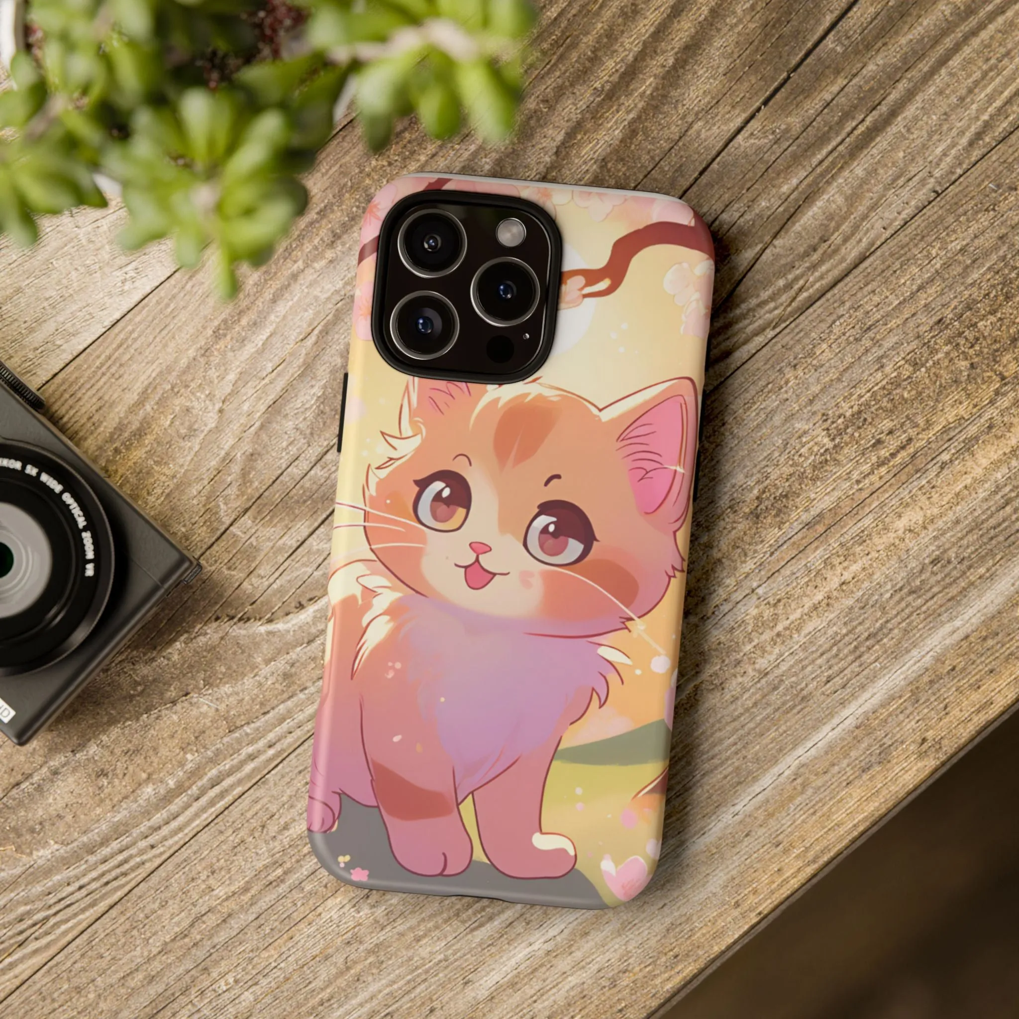 Cute Cat Tough Phone Case - Kawaii Design for Animal Lovers