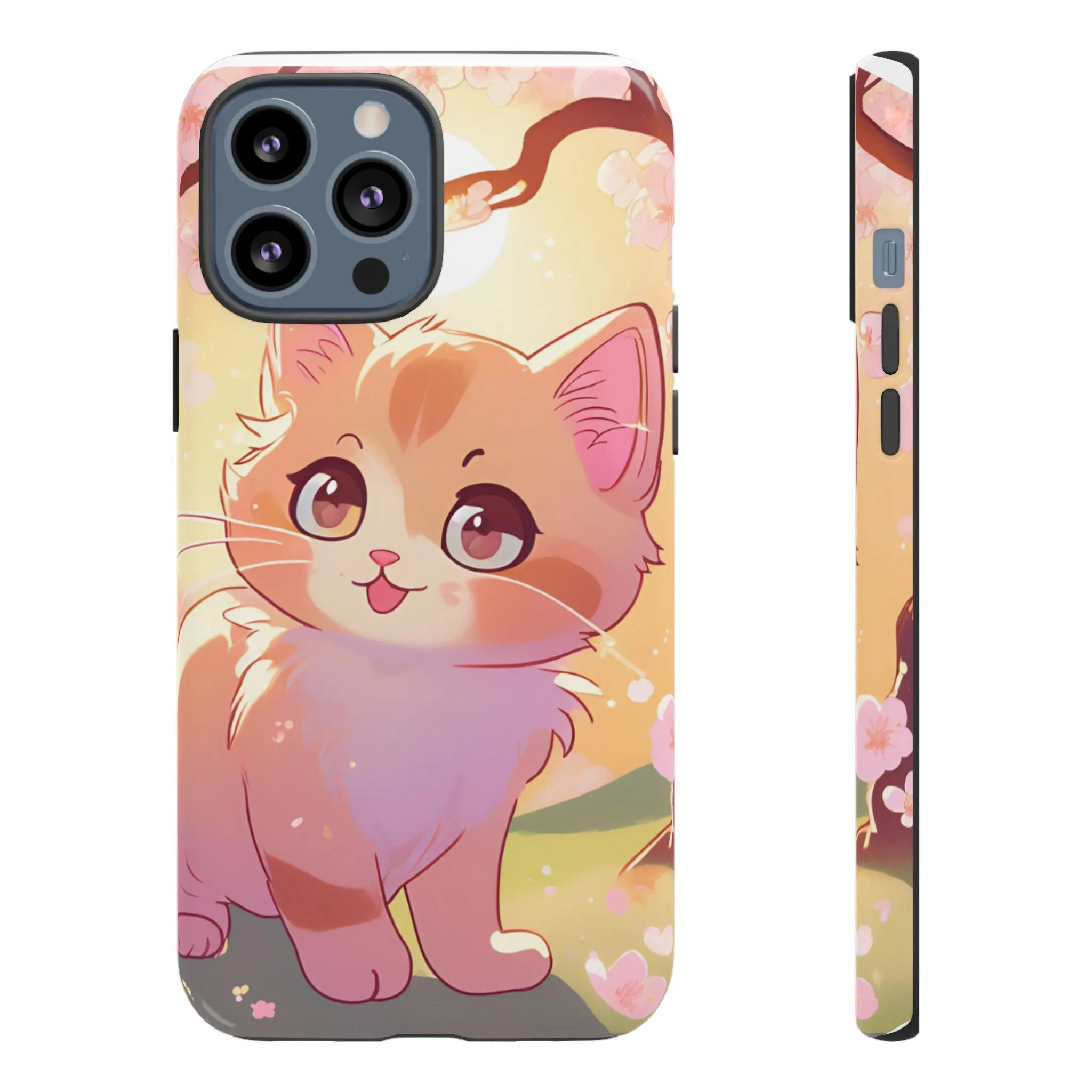 Cute Cat Tough Phone Case - Kawaii Design for Animal Lovers