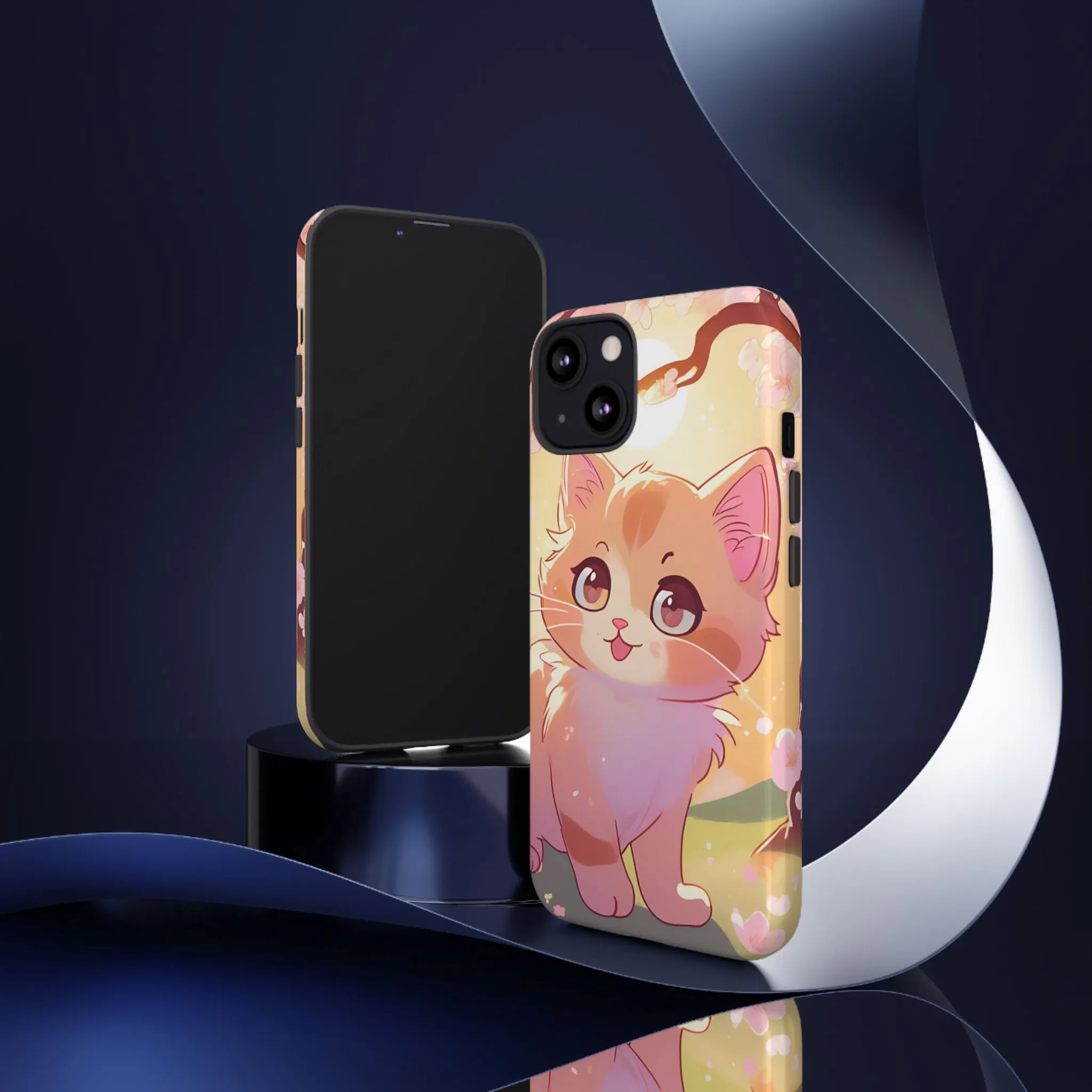 Cute Cat Tough Phone Case - Kawaii Design for Animal Lovers