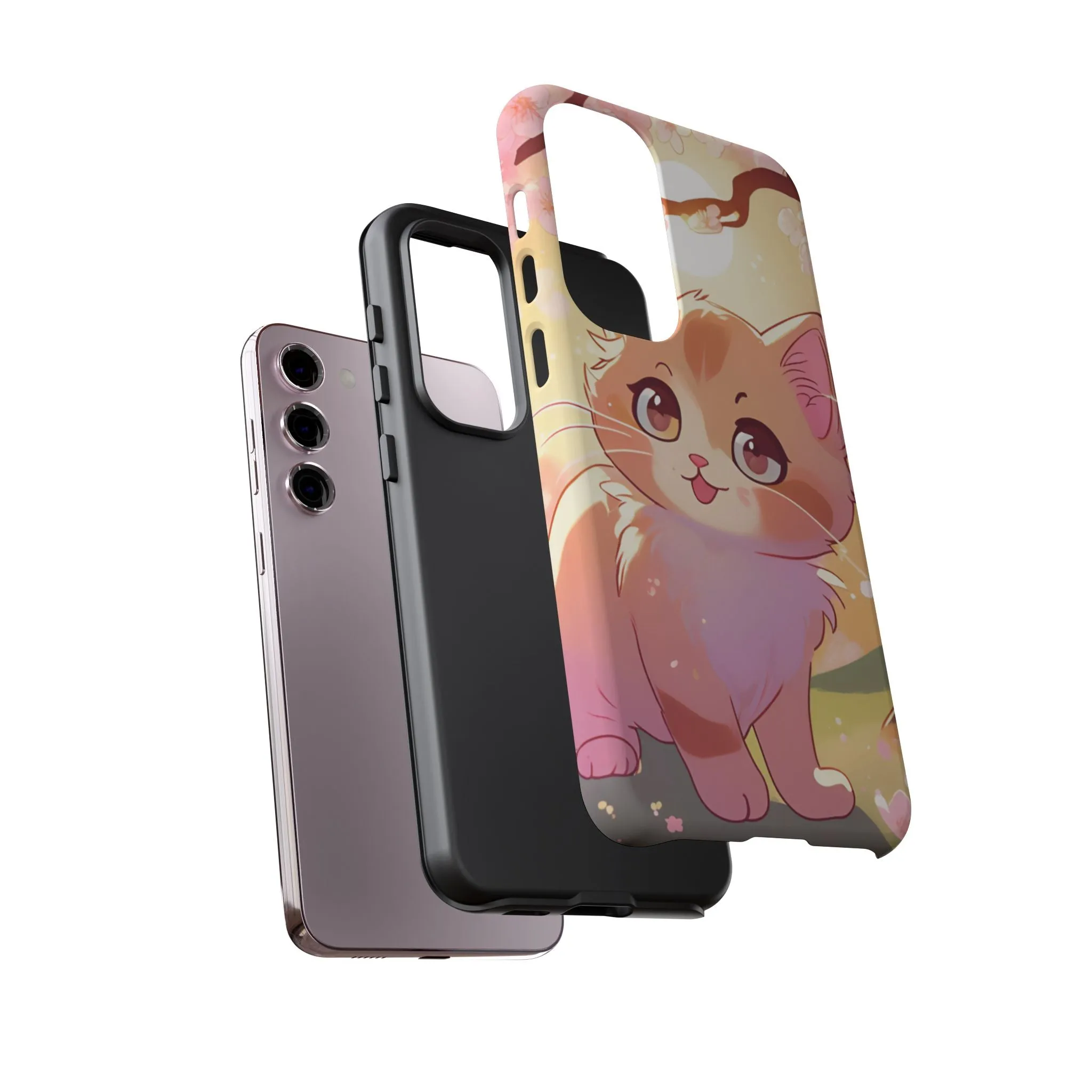 Cute Cat Tough Phone Case - Kawaii Design for Animal Lovers