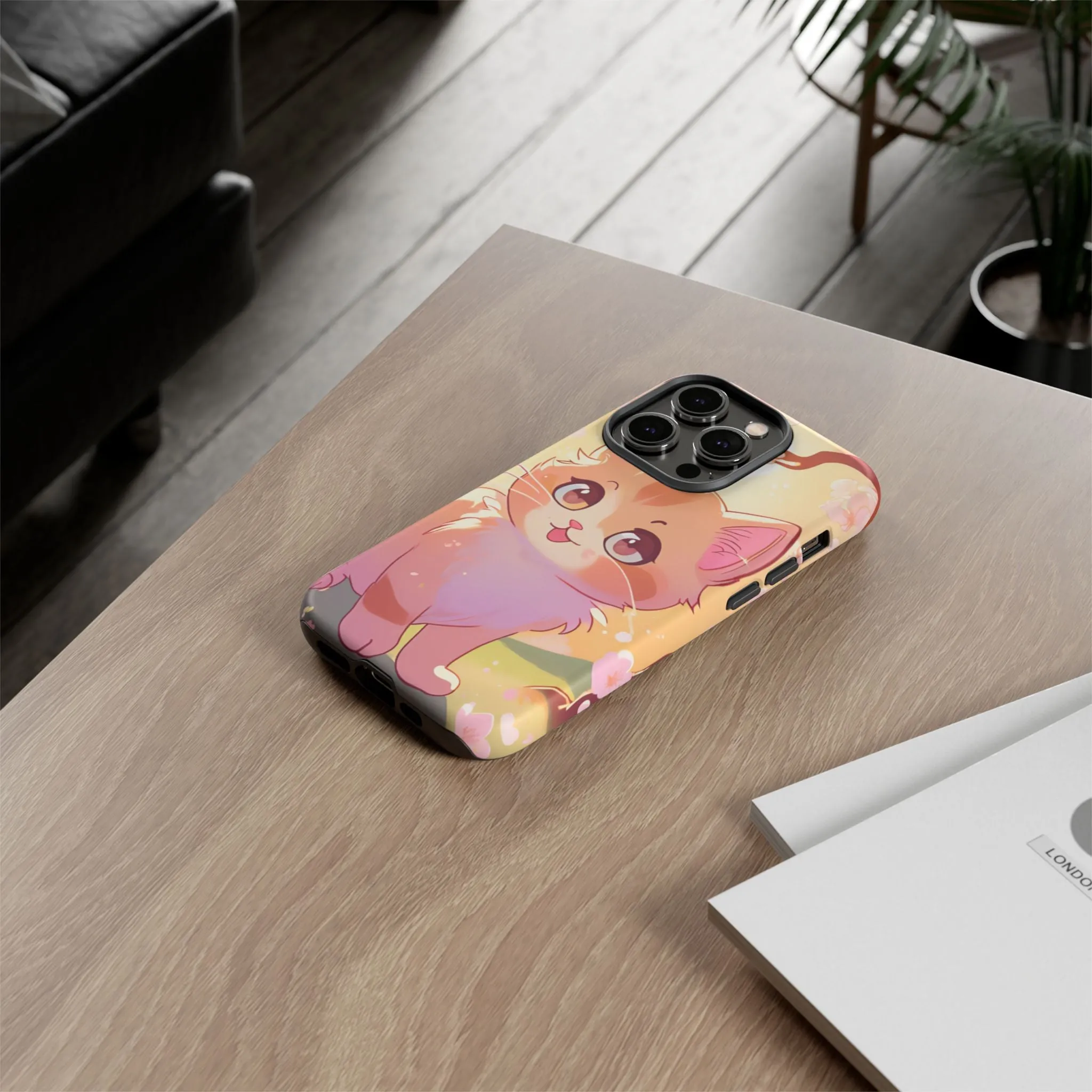 Cute Cat Tough Phone Case - Kawaii Design for Animal Lovers