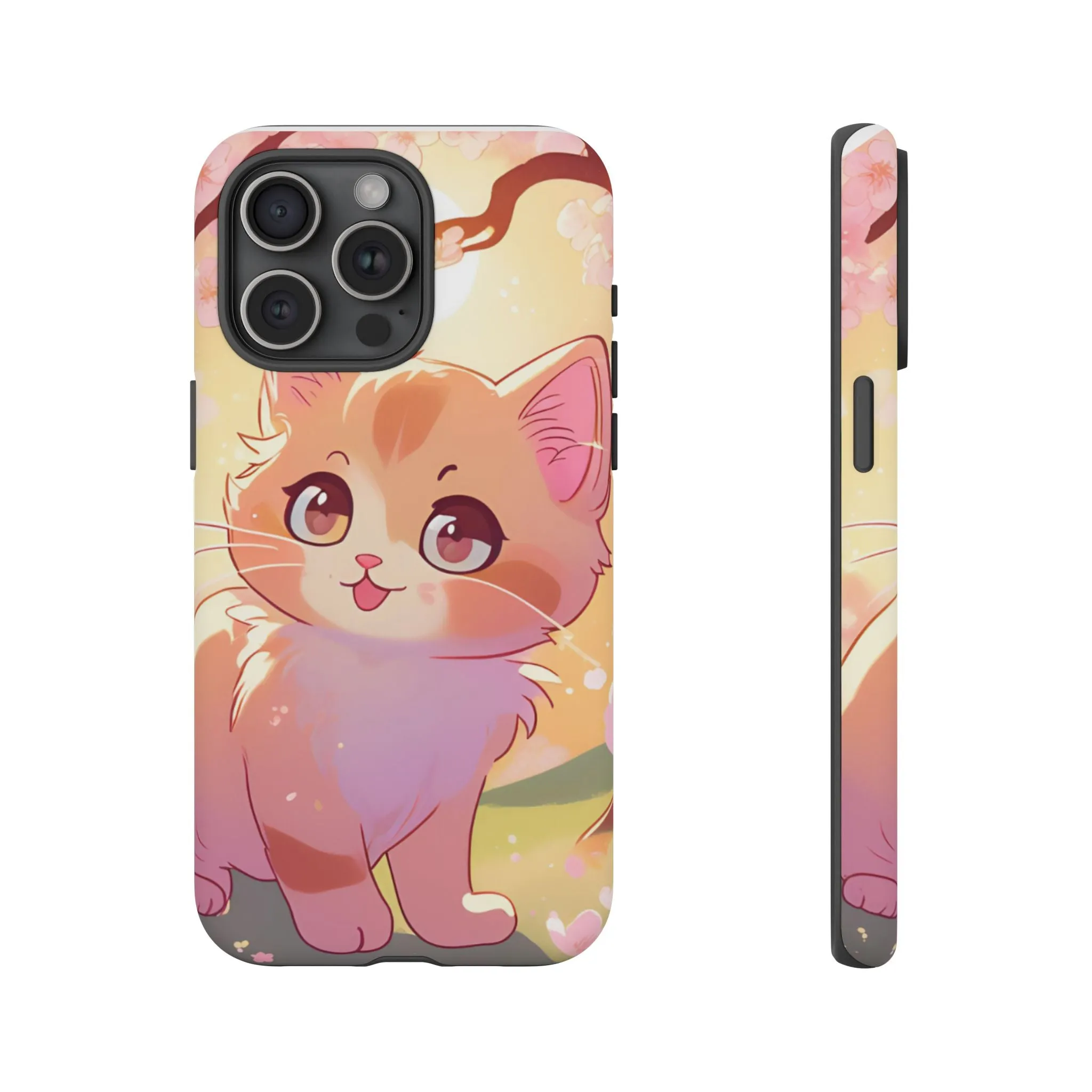 Cute Cat Tough Phone Case - Kawaii Design for Animal Lovers