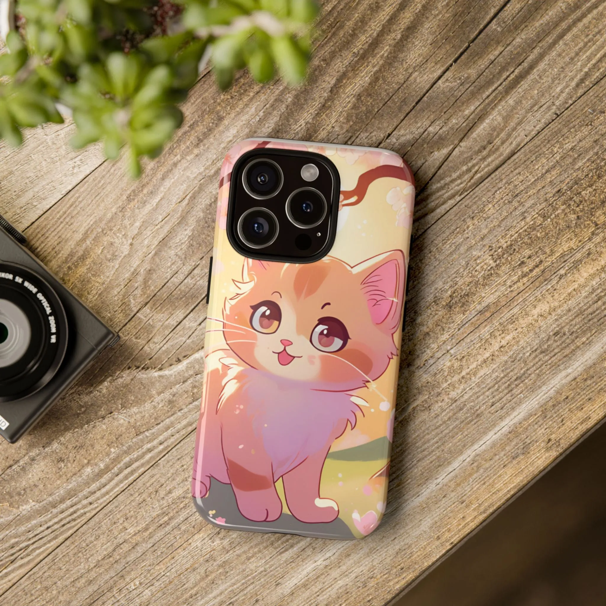 Cute Cat Tough Phone Case - Kawaii Design for Animal Lovers