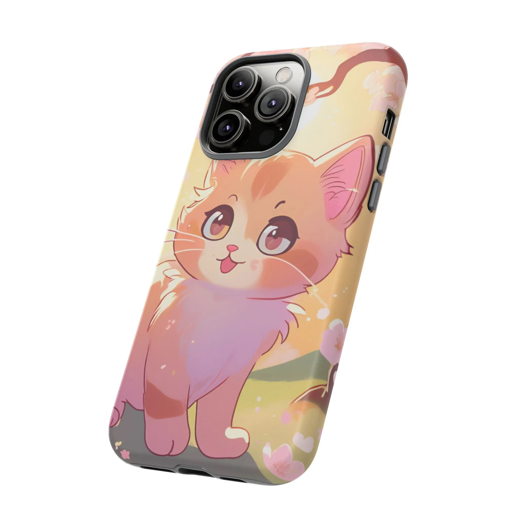 Cute Cat Tough Phone Case - Kawaii Design for Animal Lovers