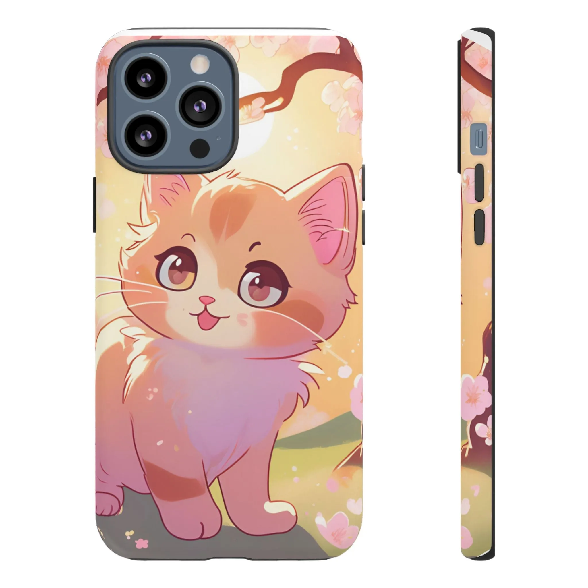 Cute Cat Tough Phone Case - Kawaii Design for Animal Lovers