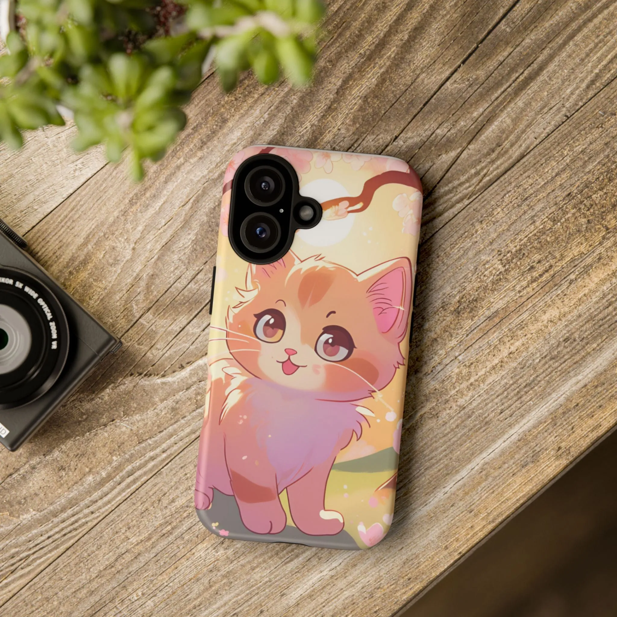 Cute Cat Tough Phone Case - Kawaii Design for Animal Lovers