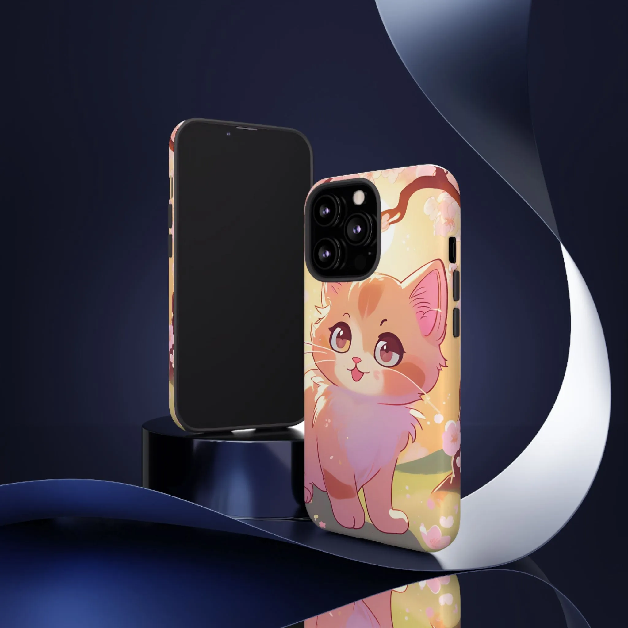Cute Cat Tough Phone Case - Kawaii Design for Animal Lovers