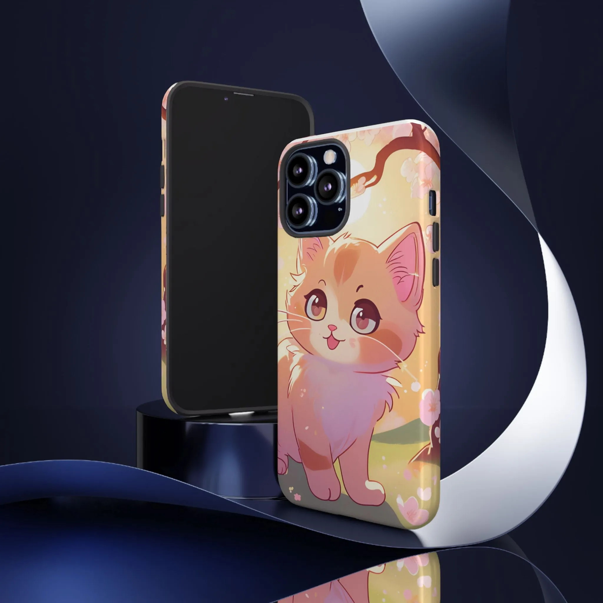 Cute Cat Tough Phone Case - Kawaii Design for Animal Lovers