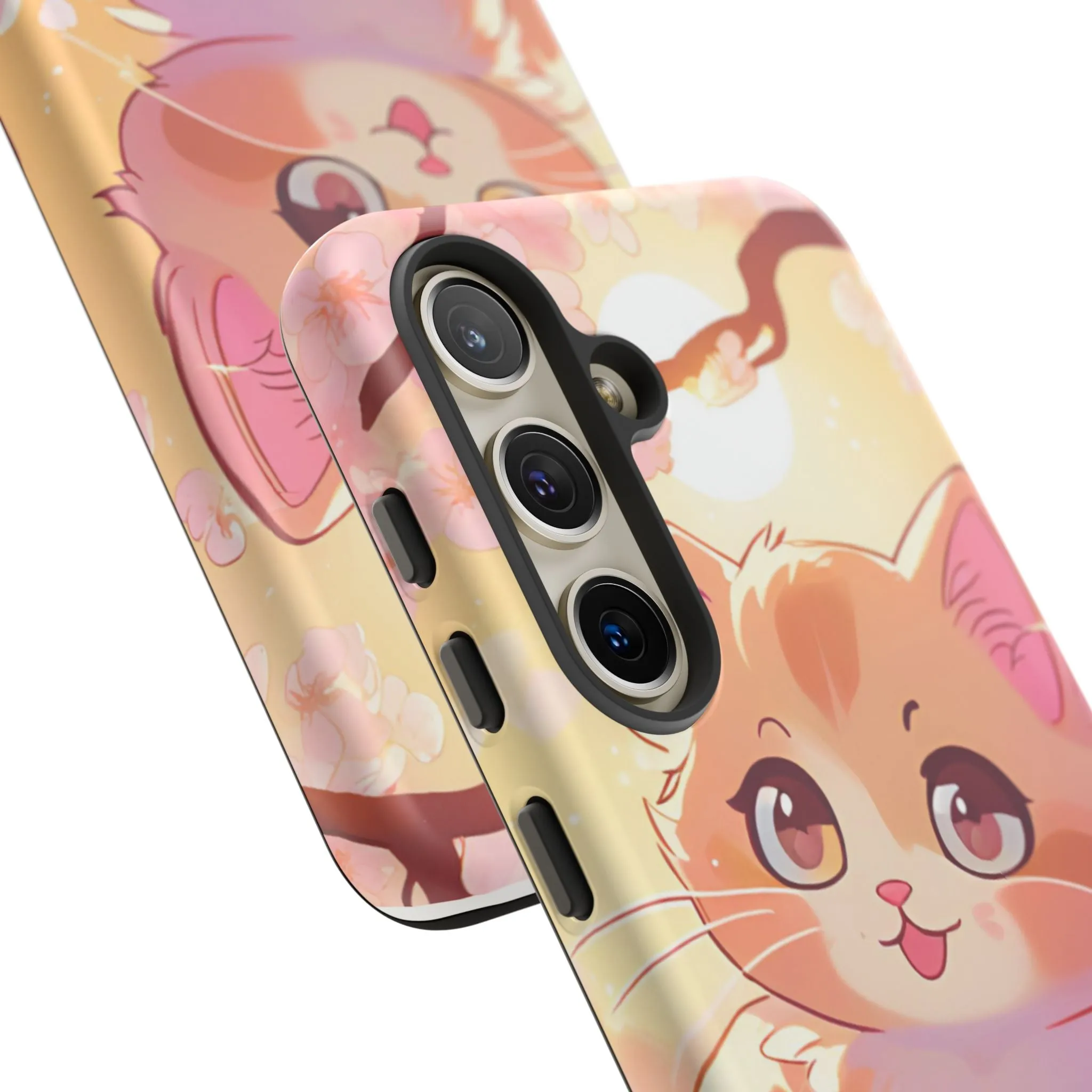 Cute Cat Tough Phone Case - Kawaii Design for Animal Lovers