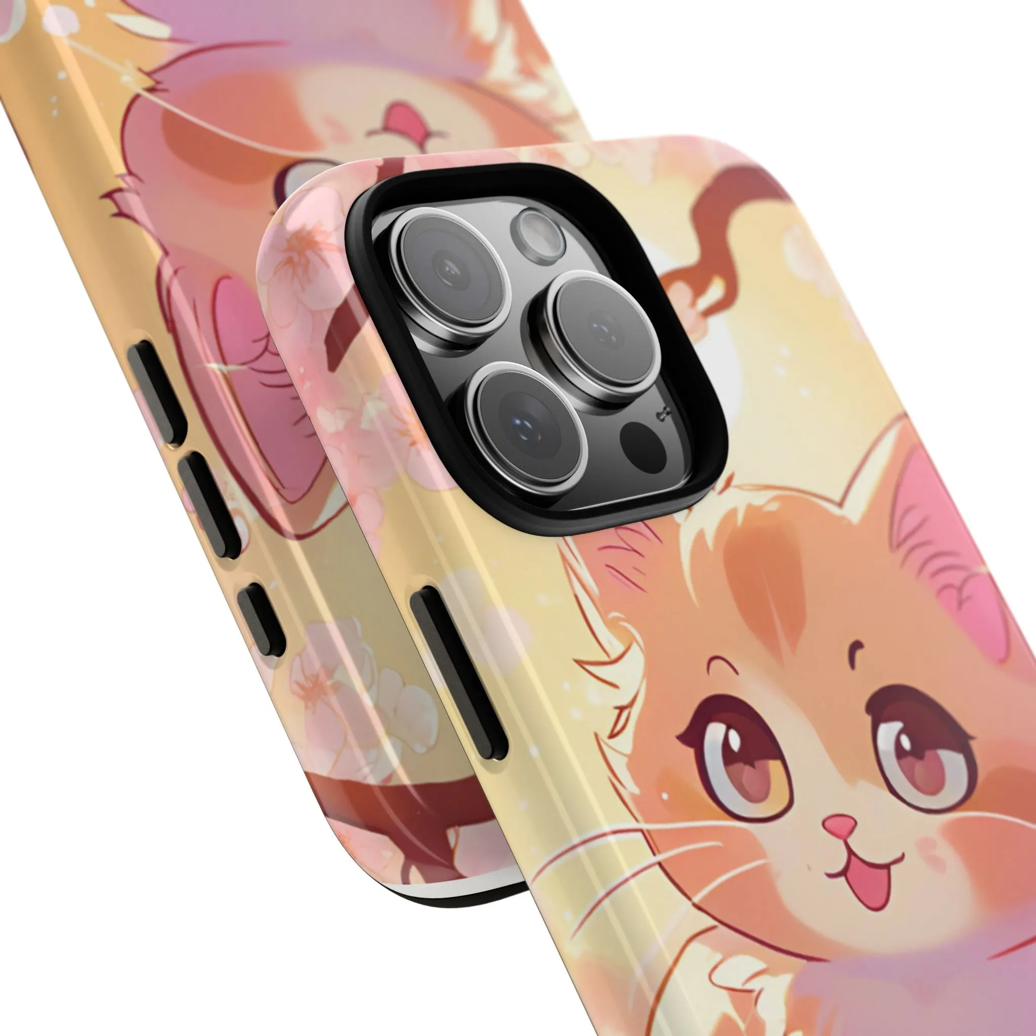 Cute Cat Tough Phone Case - Kawaii Design for Animal Lovers