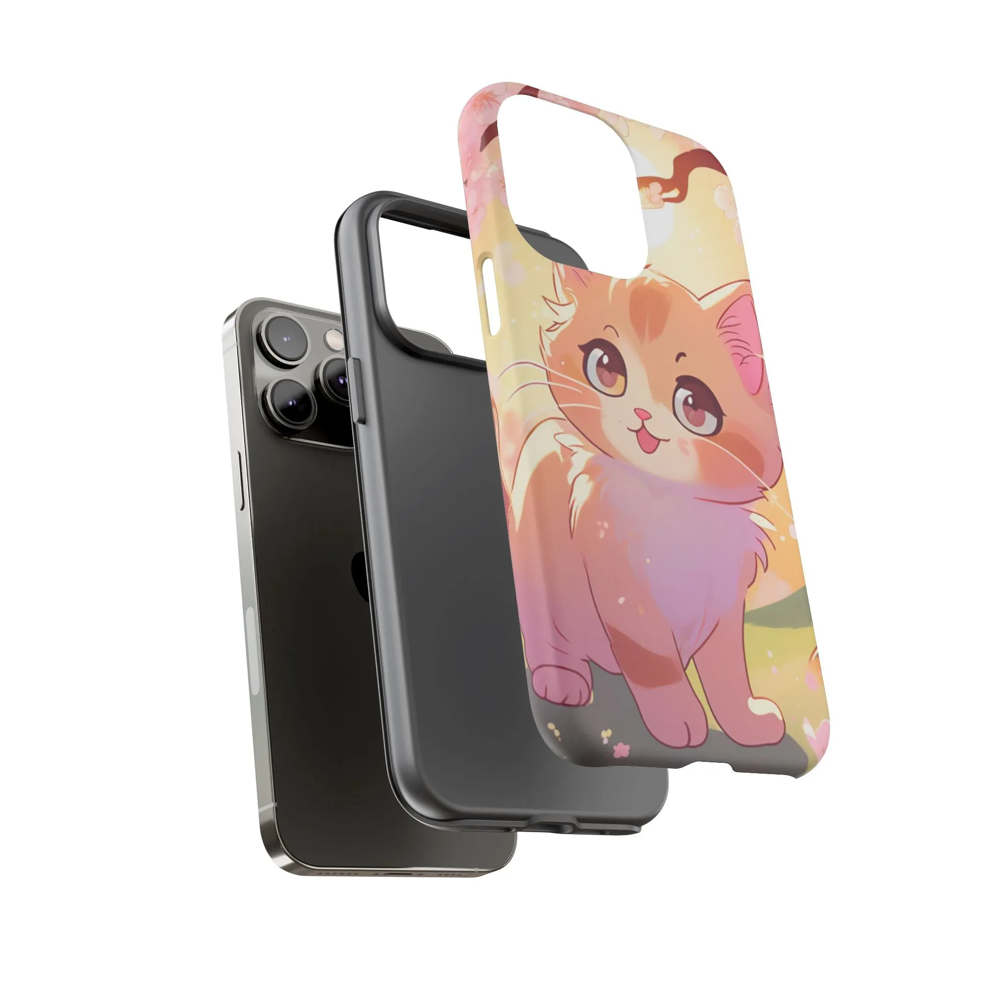 Cute Cat Tough Phone Case - Kawaii Design for Animal Lovers