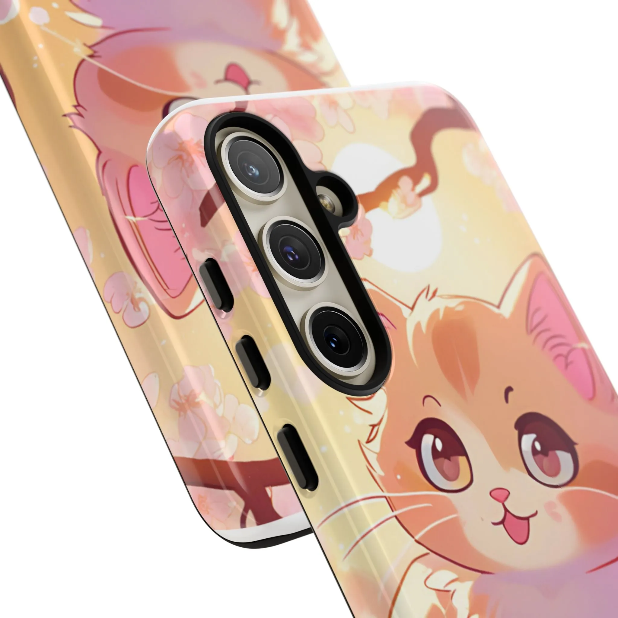Cute Cat Tough Phone Case - Kawaii Design for Animal Lovers