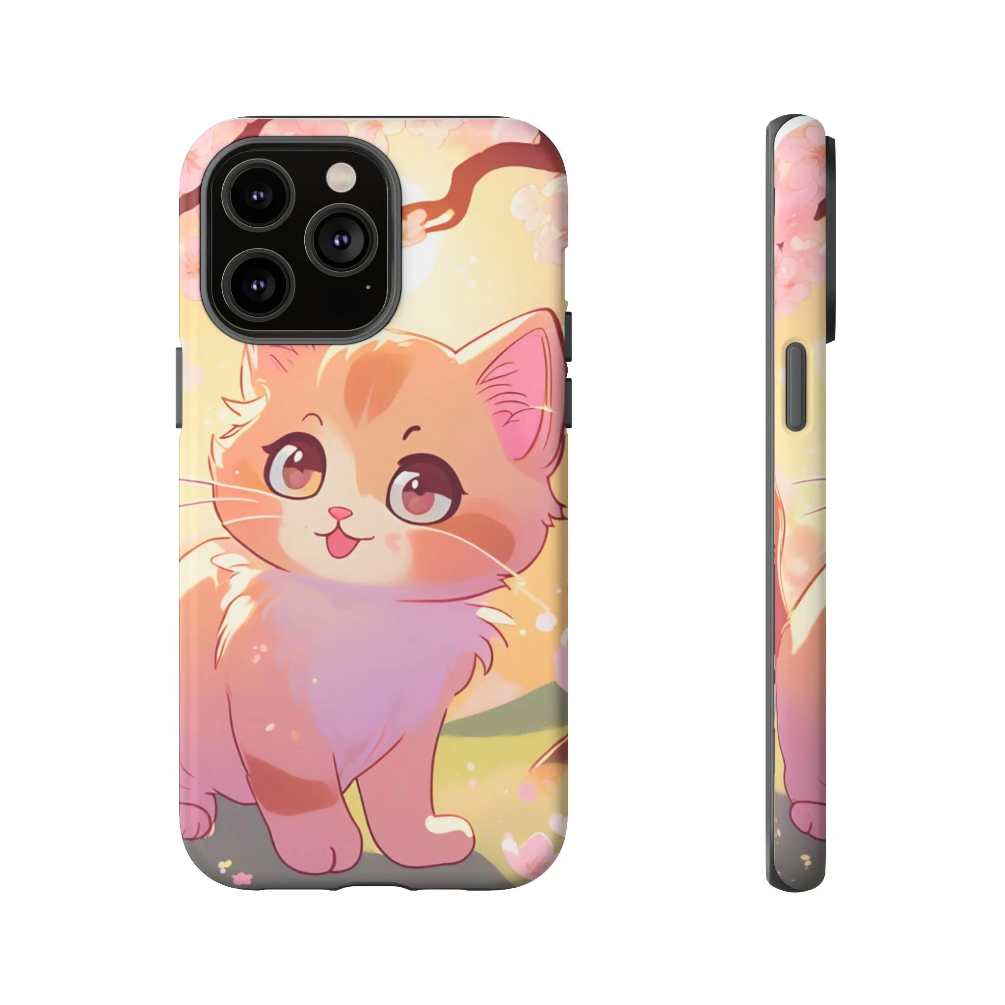 Cute Cat Tough Phone Case - Kawaii Design for Animal Lovers