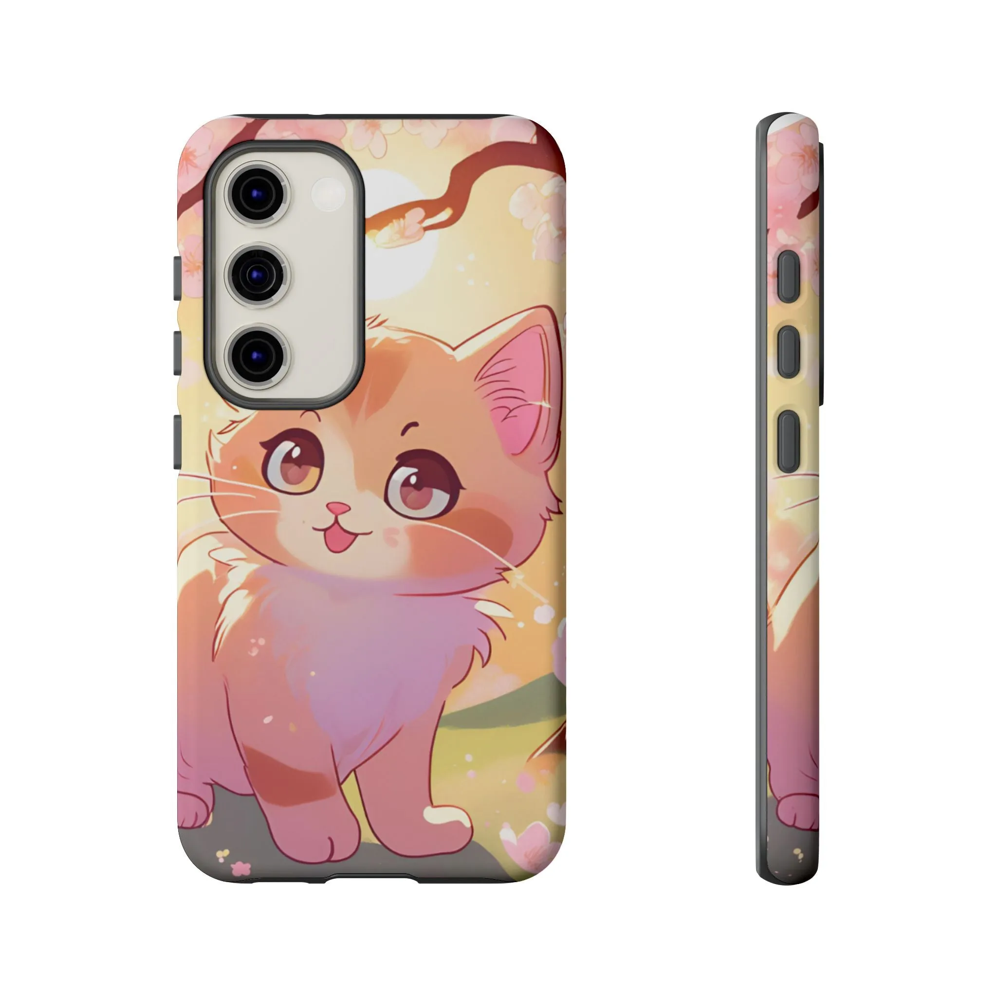 Cute Cat Tough Phone Case - Kawaii Design for Animal Lovers