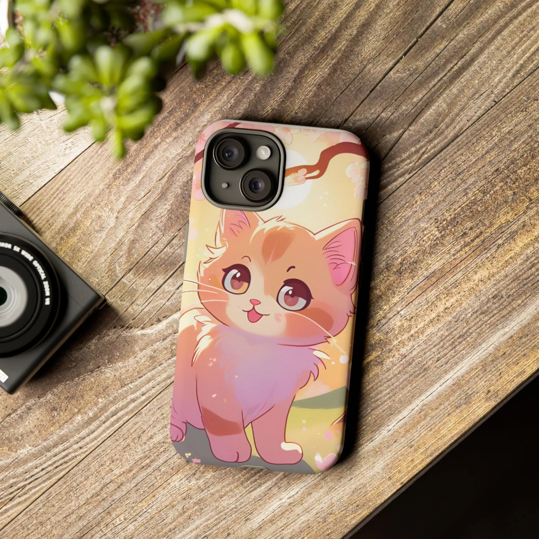Cute Cat Tough Phone Case - Kawaii Design for Animal Lovers
