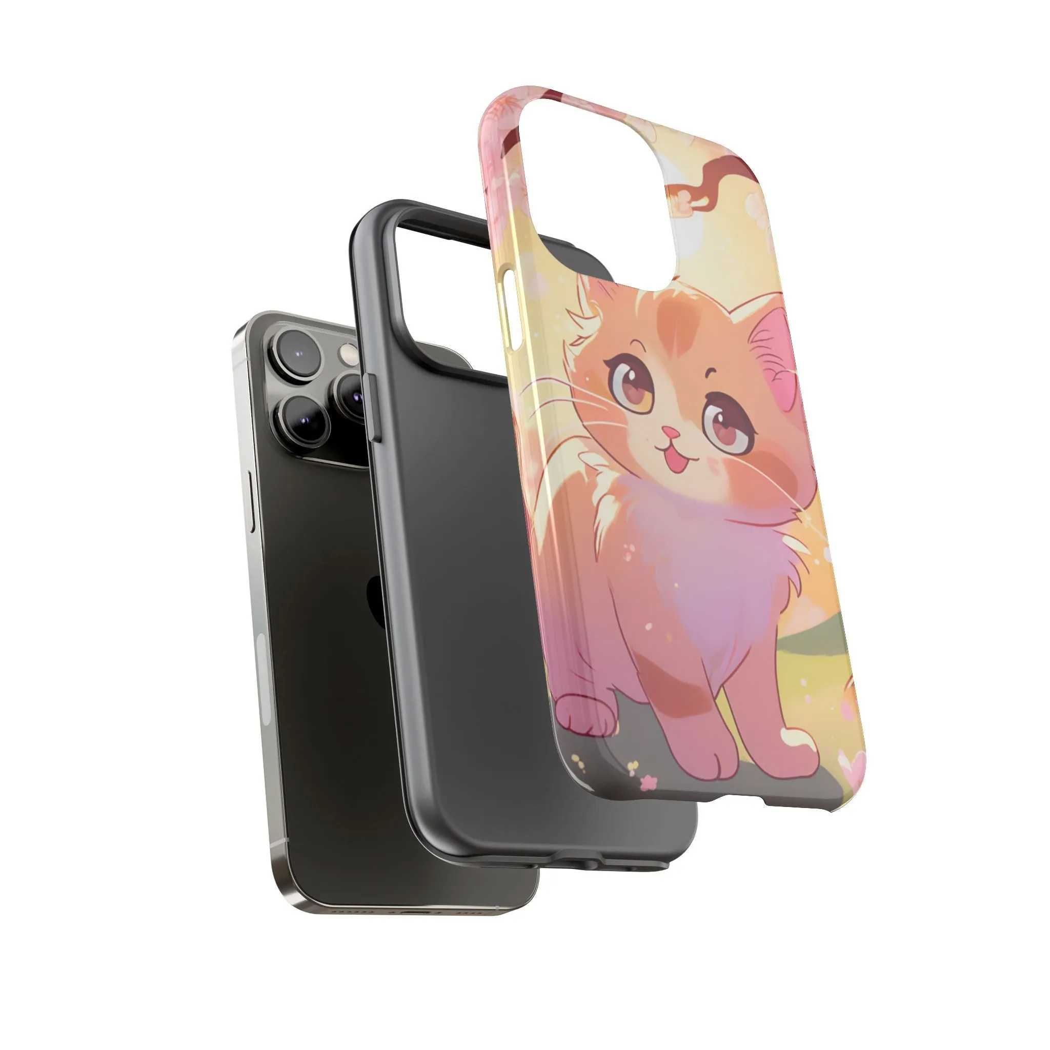 Cute Cat Tough Phone Case - Kawaii Design for Animal Lovers