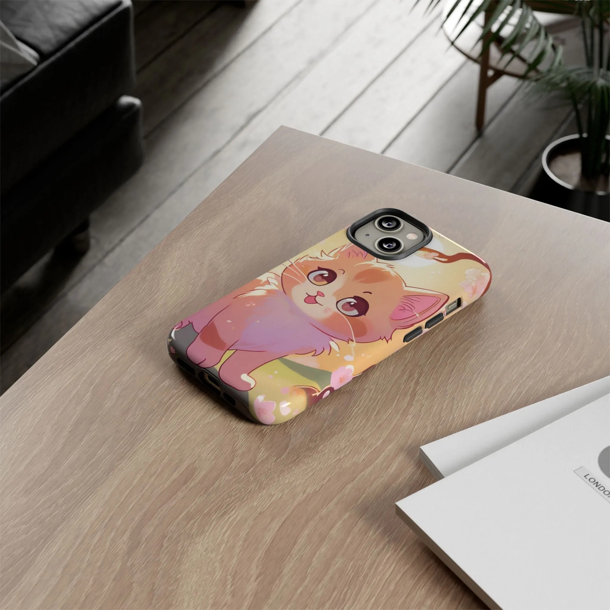Cute Cat Tough Phone Case - Kawaii Design for Animal Lovers