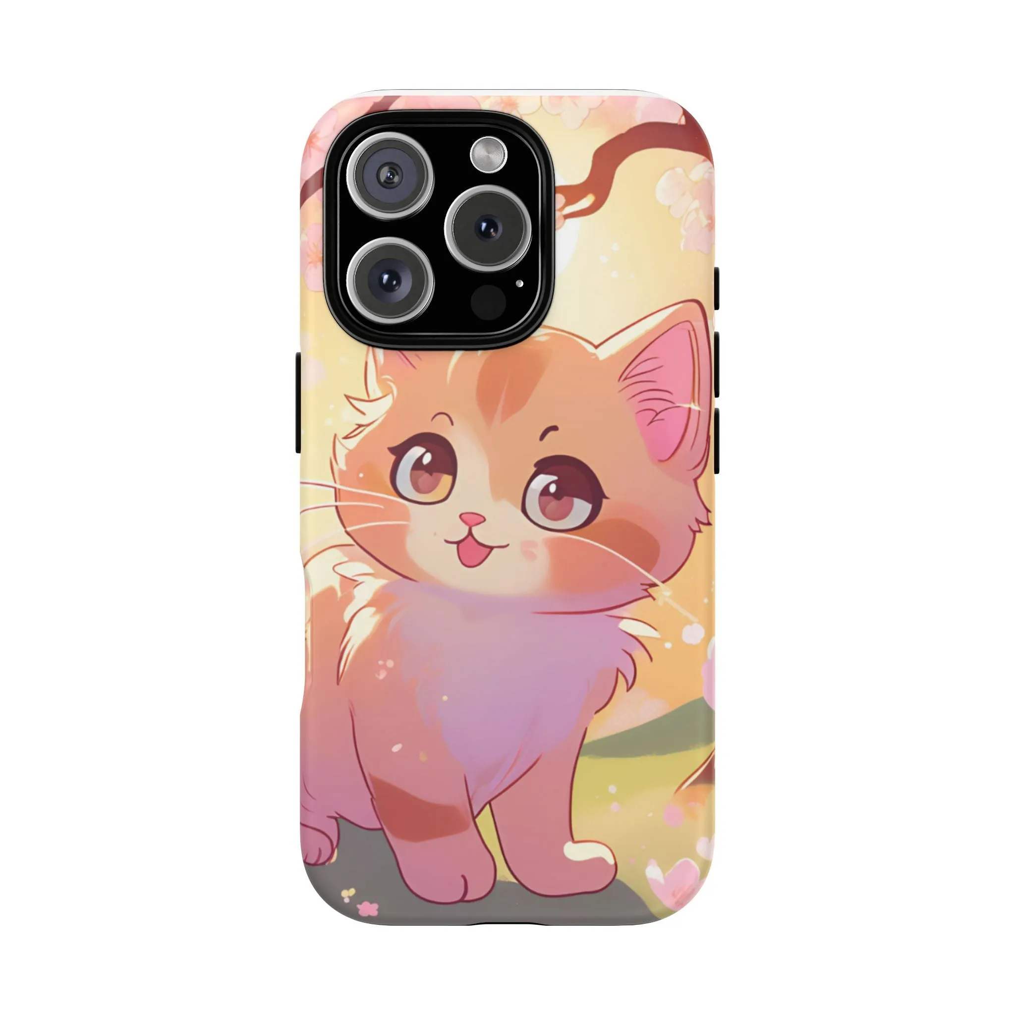 Cute Cat Tough Phone Case - Kawaii Design for Animal Lovers