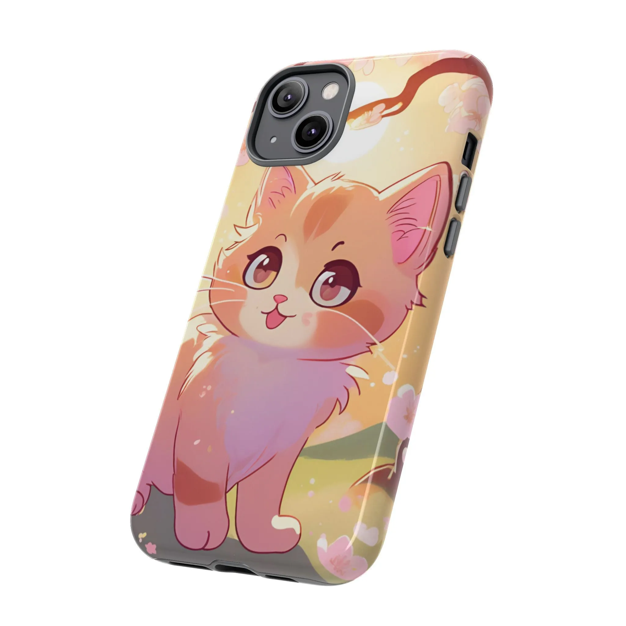 Cute Cat Tough Phone Case - Kawaii Design for Animal Lovers
