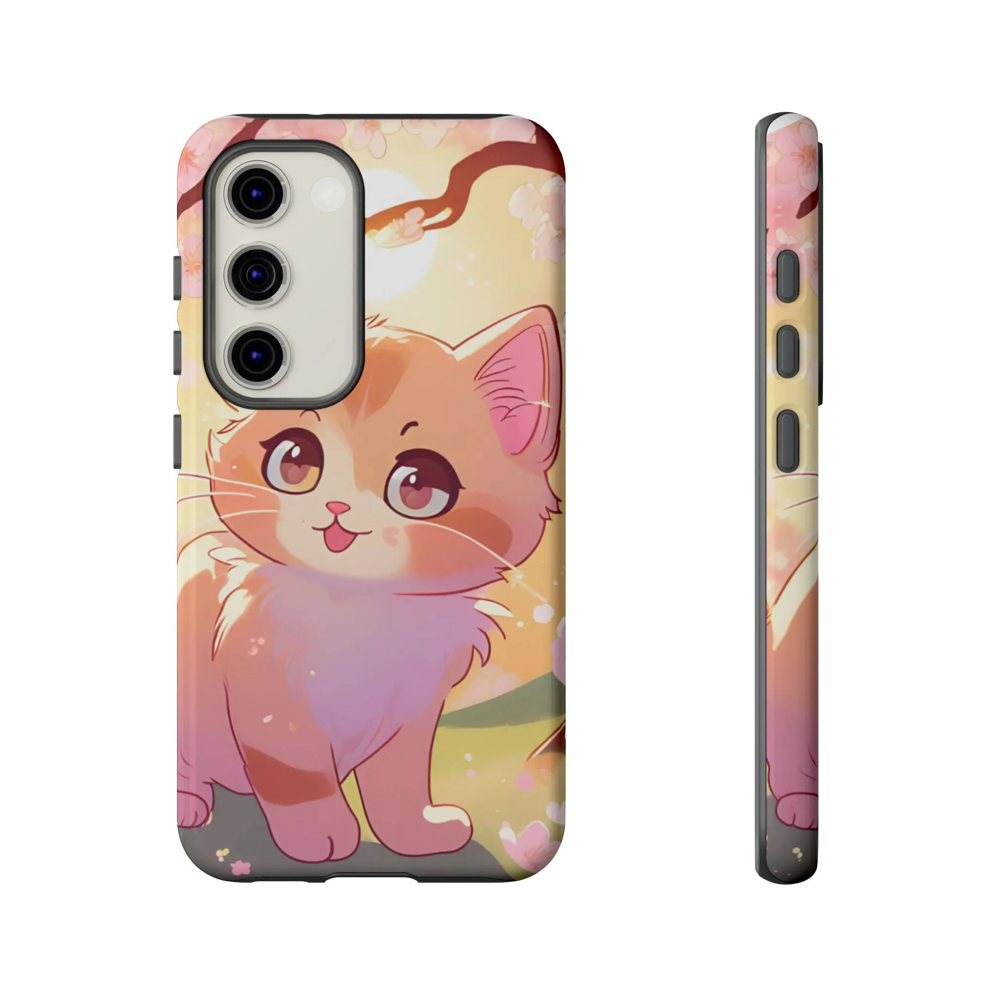 Cute Cat Tough Phone Case - Kawaii Design for Animal Lovers