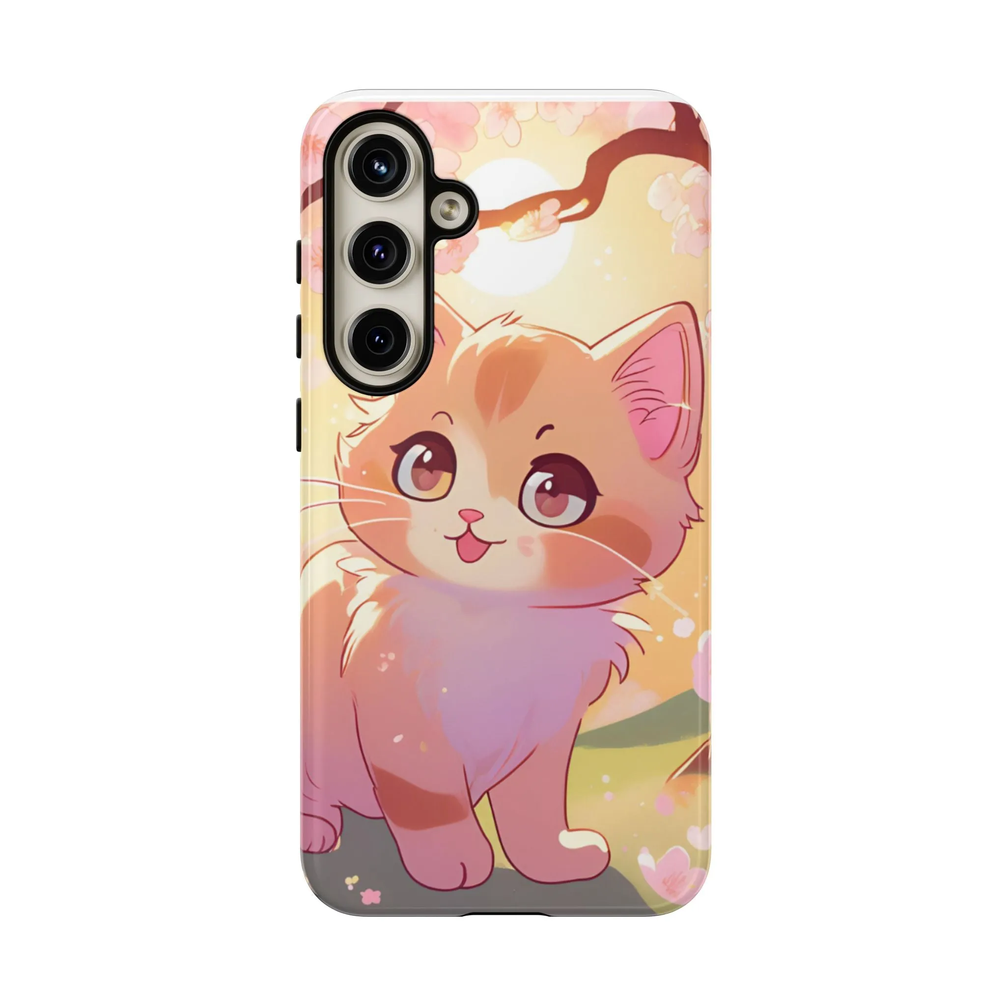 Cute Cat Tough Phone Case - Kawaii Design for Animal Lovers