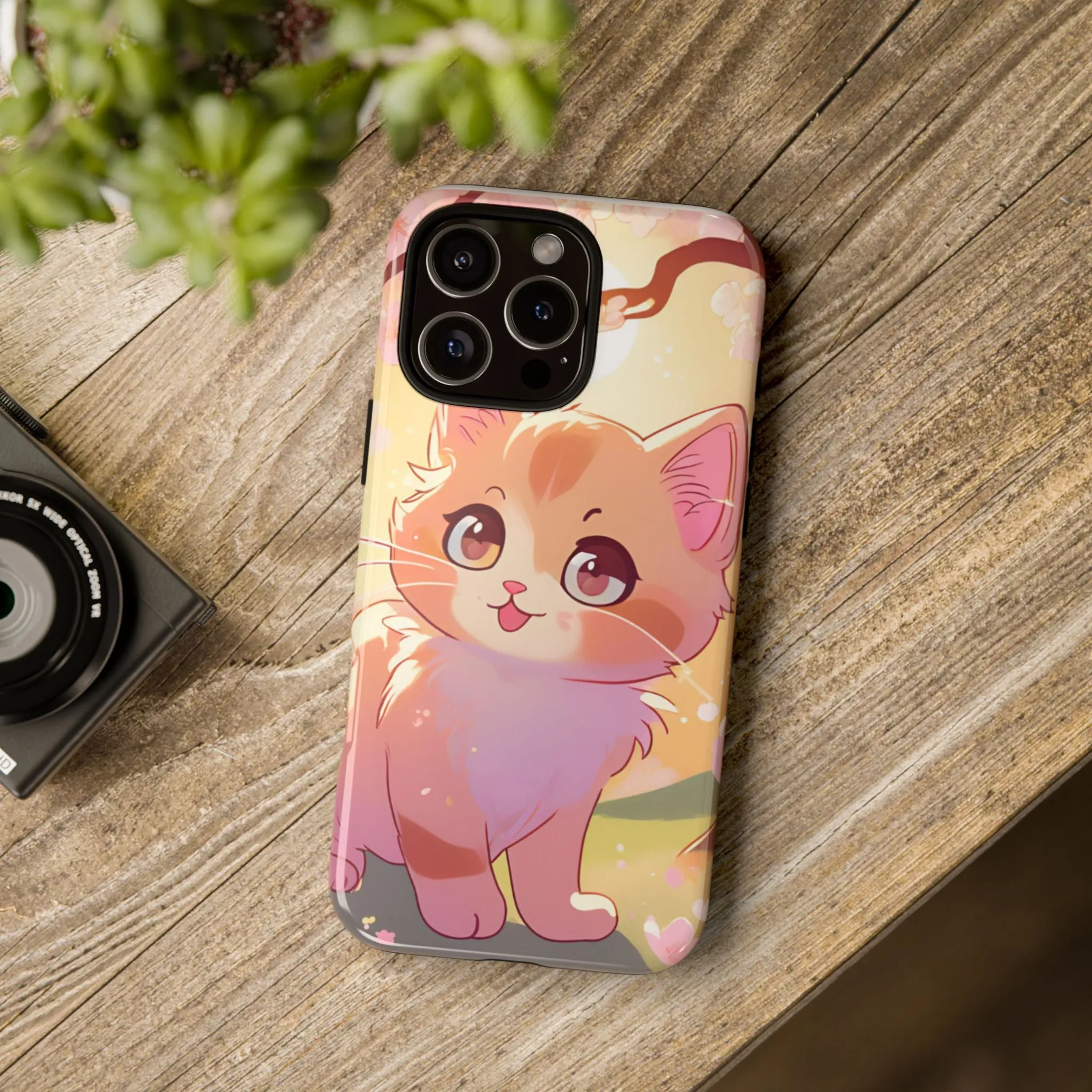 Cute Cat Tough Phone Case - Kawaii Design for Animal Lovers