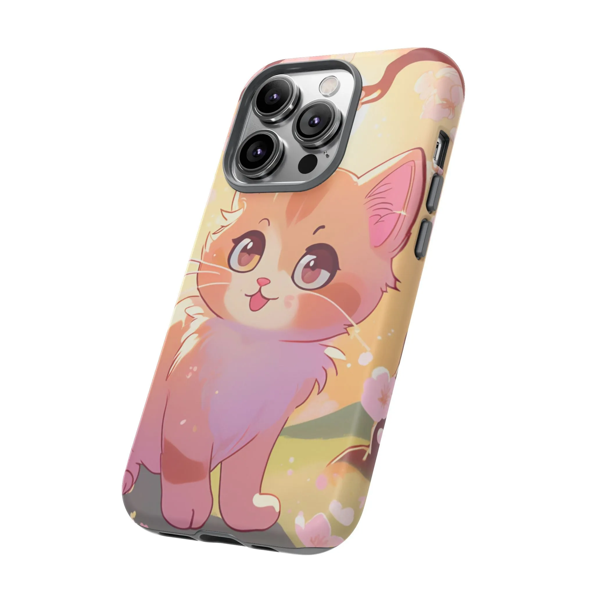 Cute Cat Tough Phone Case - Kawaii Design for Animal Lovers