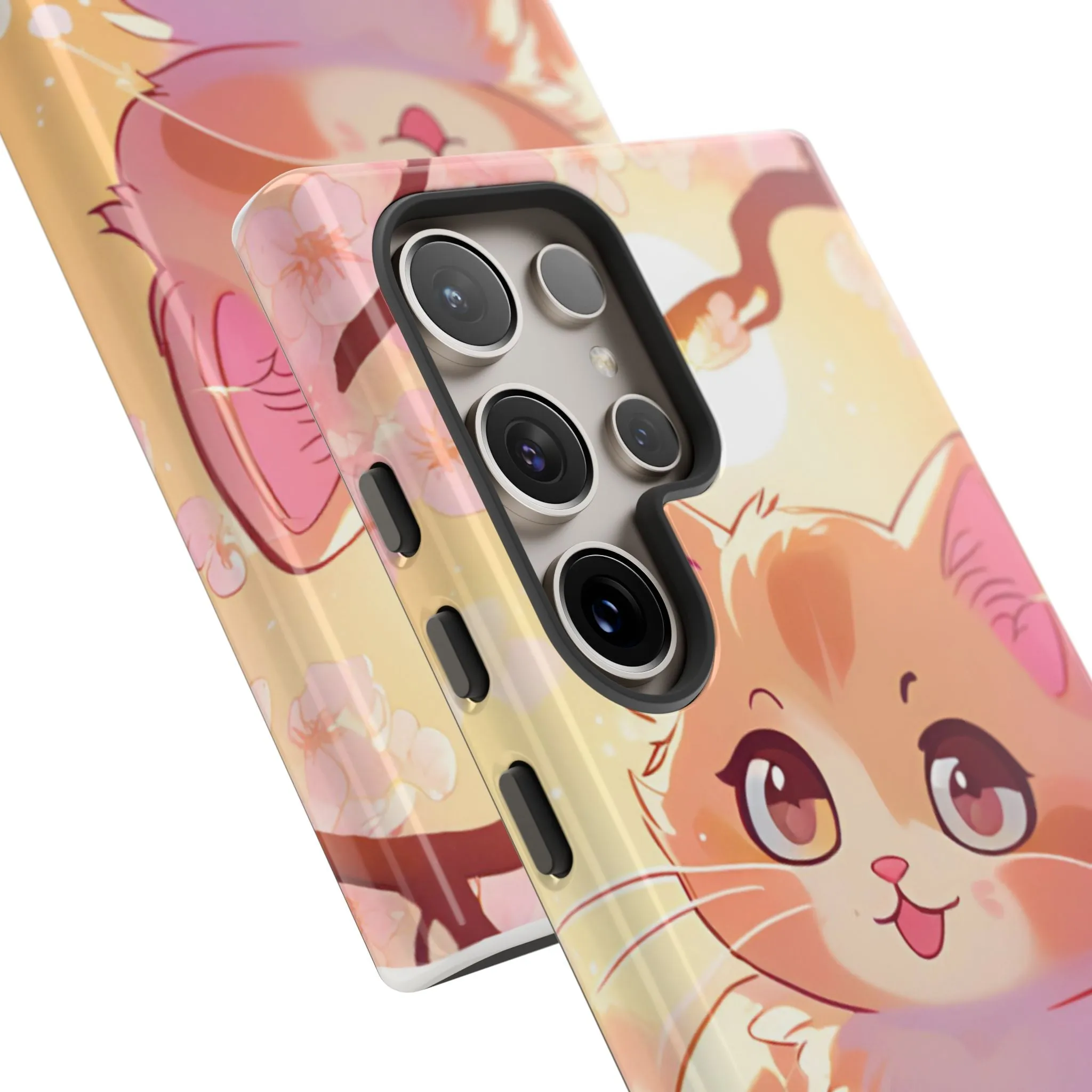 Cute Cat Tough Phone Case - Kawaii Design for Animal Lovers