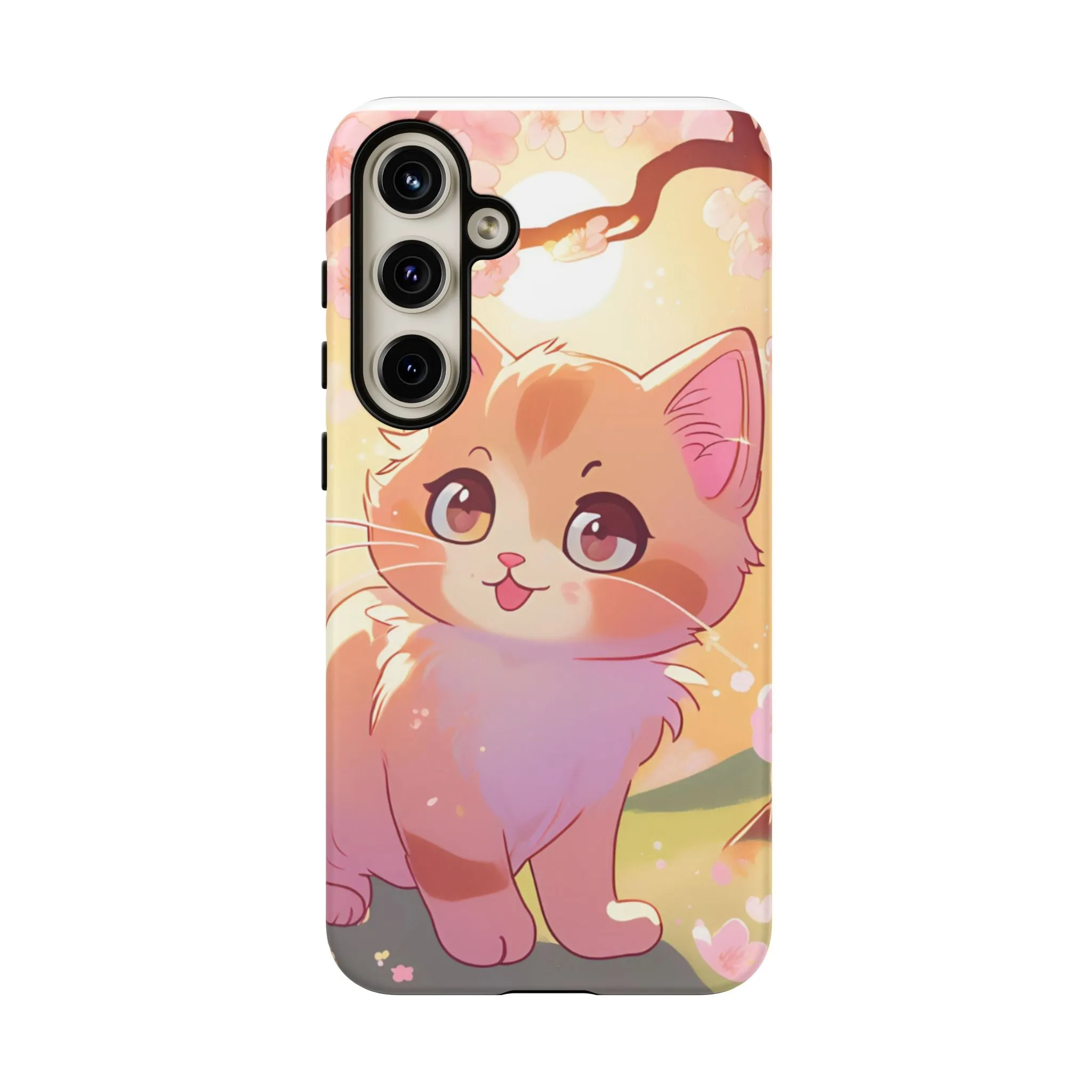 Cute Cat Tough Phone Case - Kawaii Design for Animal Lovers