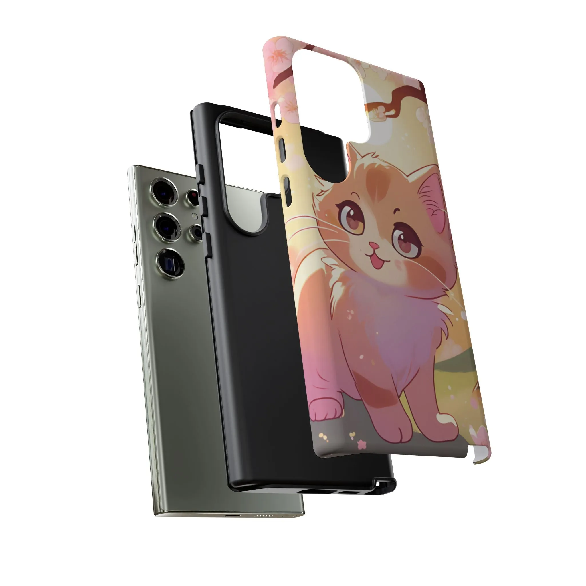 Cute Cat Tough Phone Case - Kawaii Design for Animal Lovers