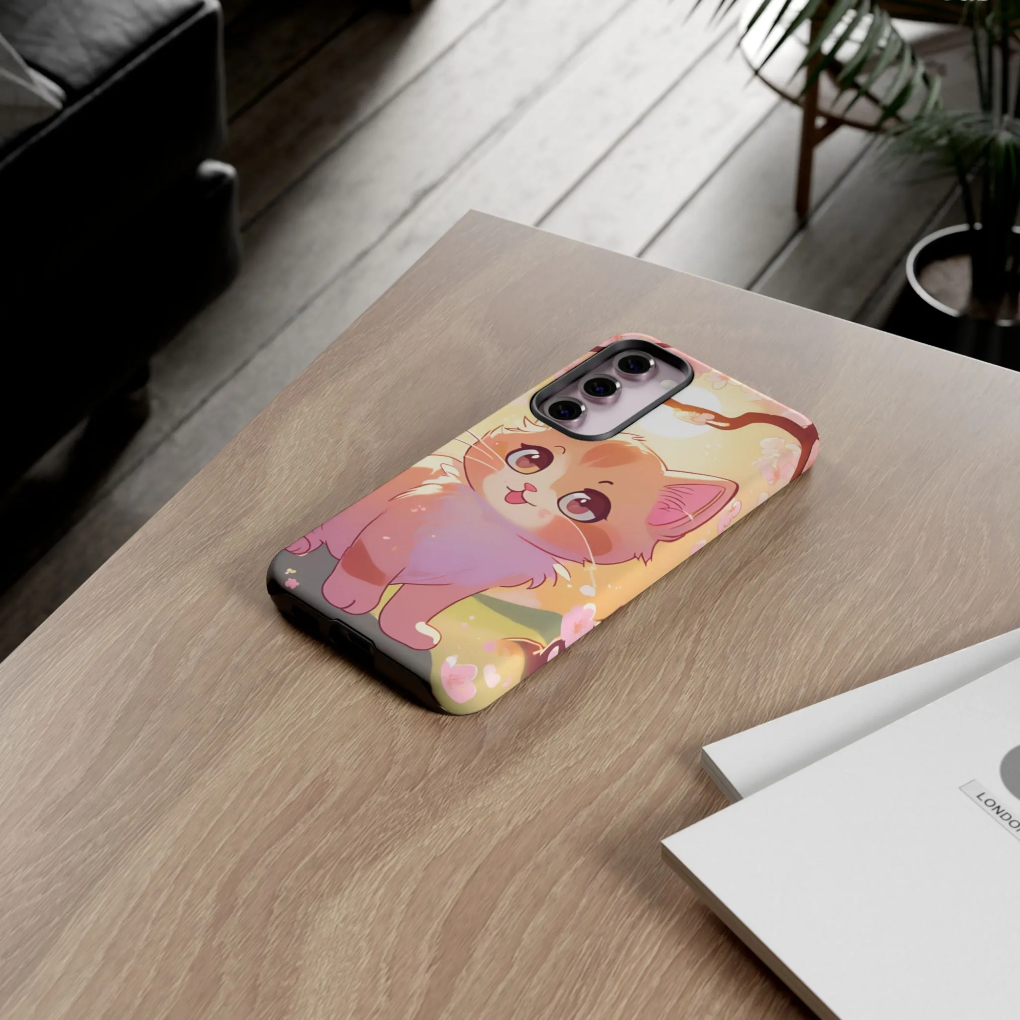 Cute Cat Tough Phone Case - Kawaii Design for Animal Lovers