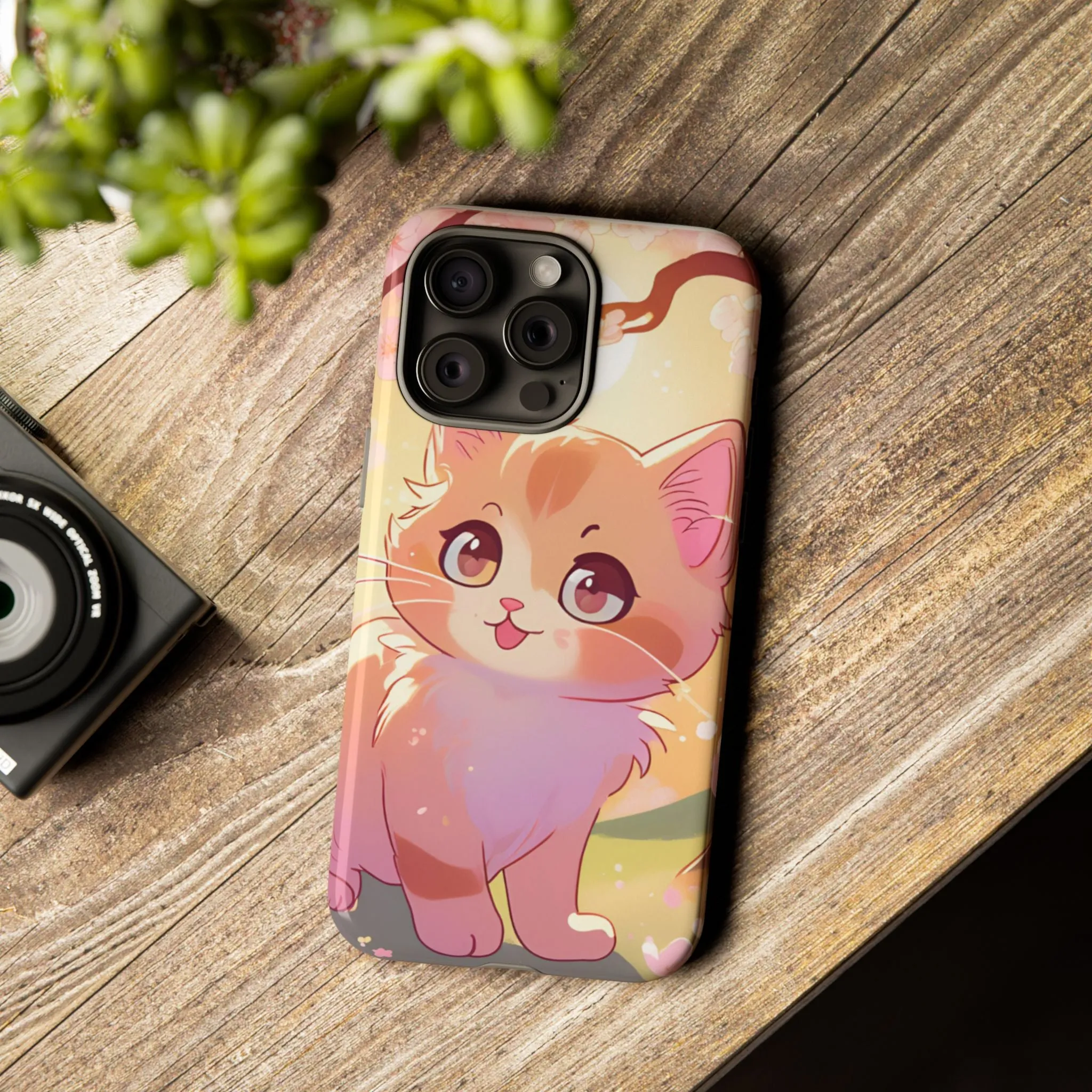 Cute Cat Tough Phone Case - Kawaii Design for Animal Lovers