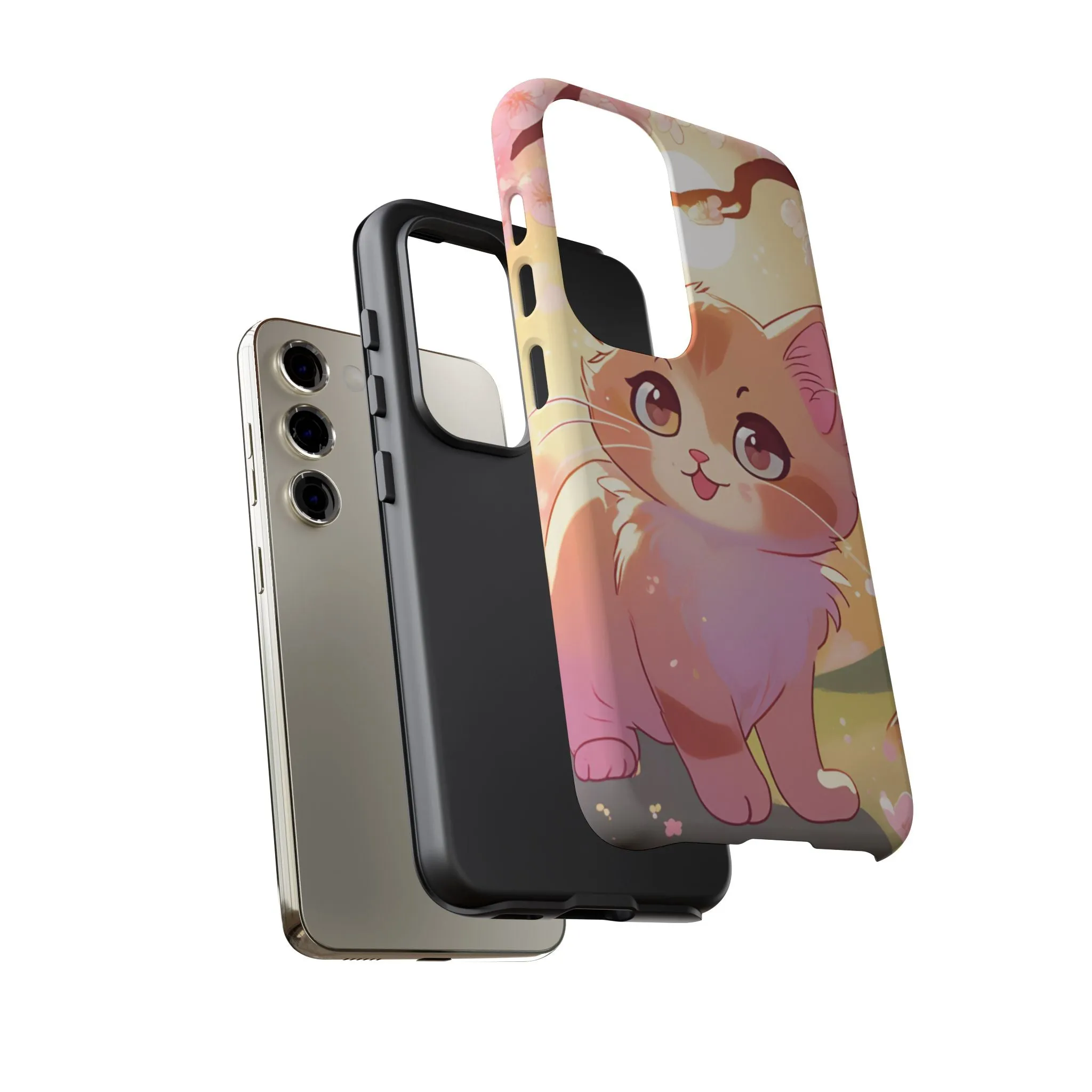 Cute Cat Tough Phone Case - Kawaii Design for Animal Lovers
