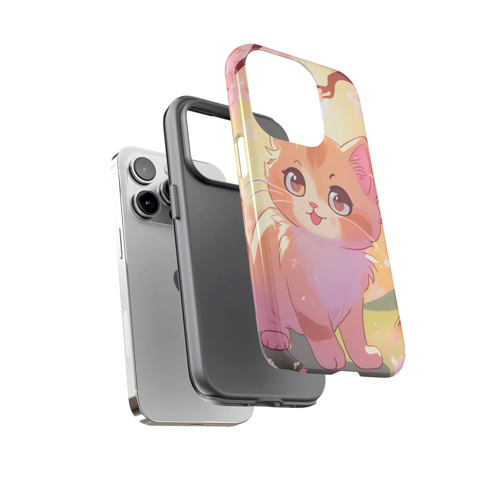 Cute Cat Tough Phone Case - Kawaii Design for Animal Lovers