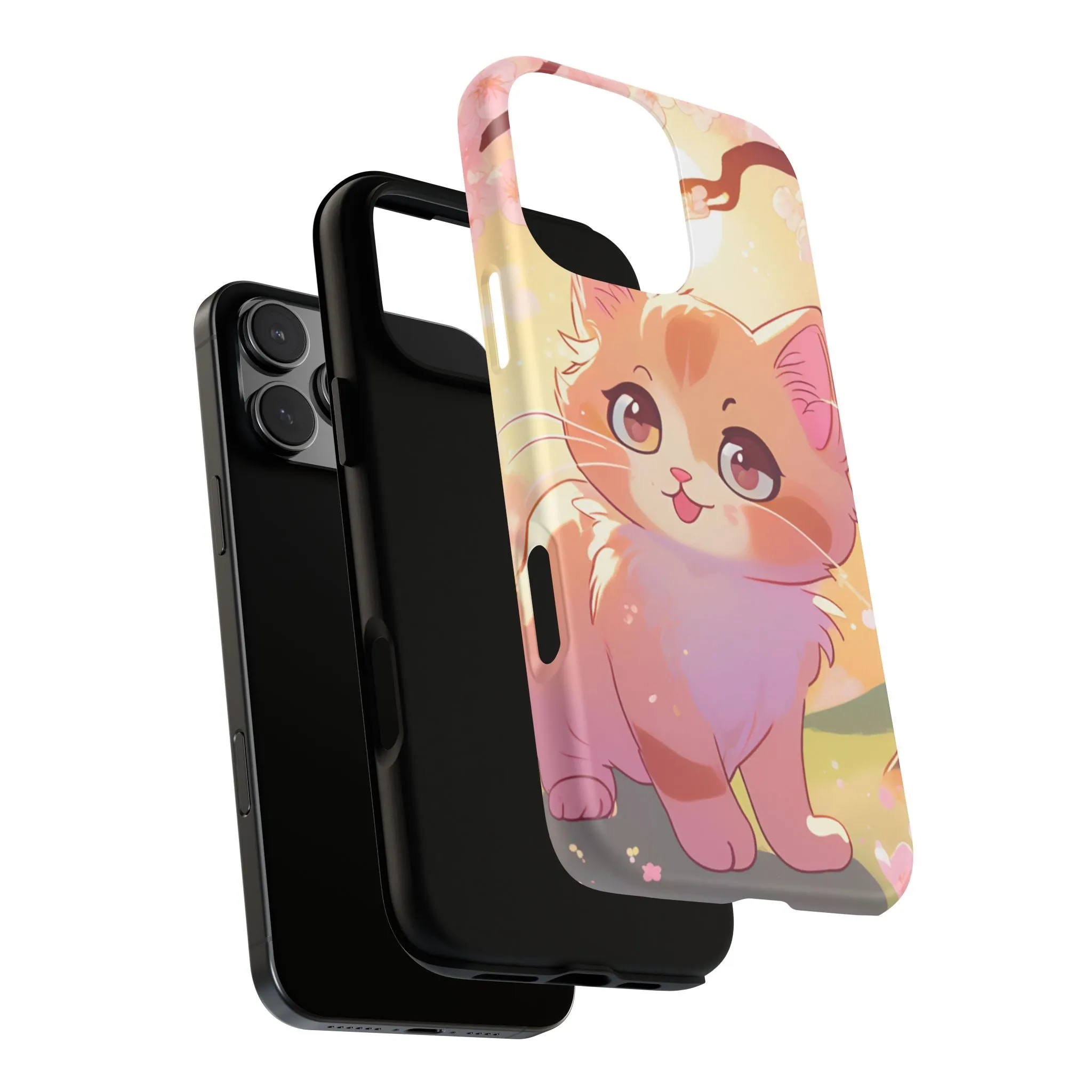 Cute Cat Tough Phone Case - Kawaii Design for Animal Lovers
