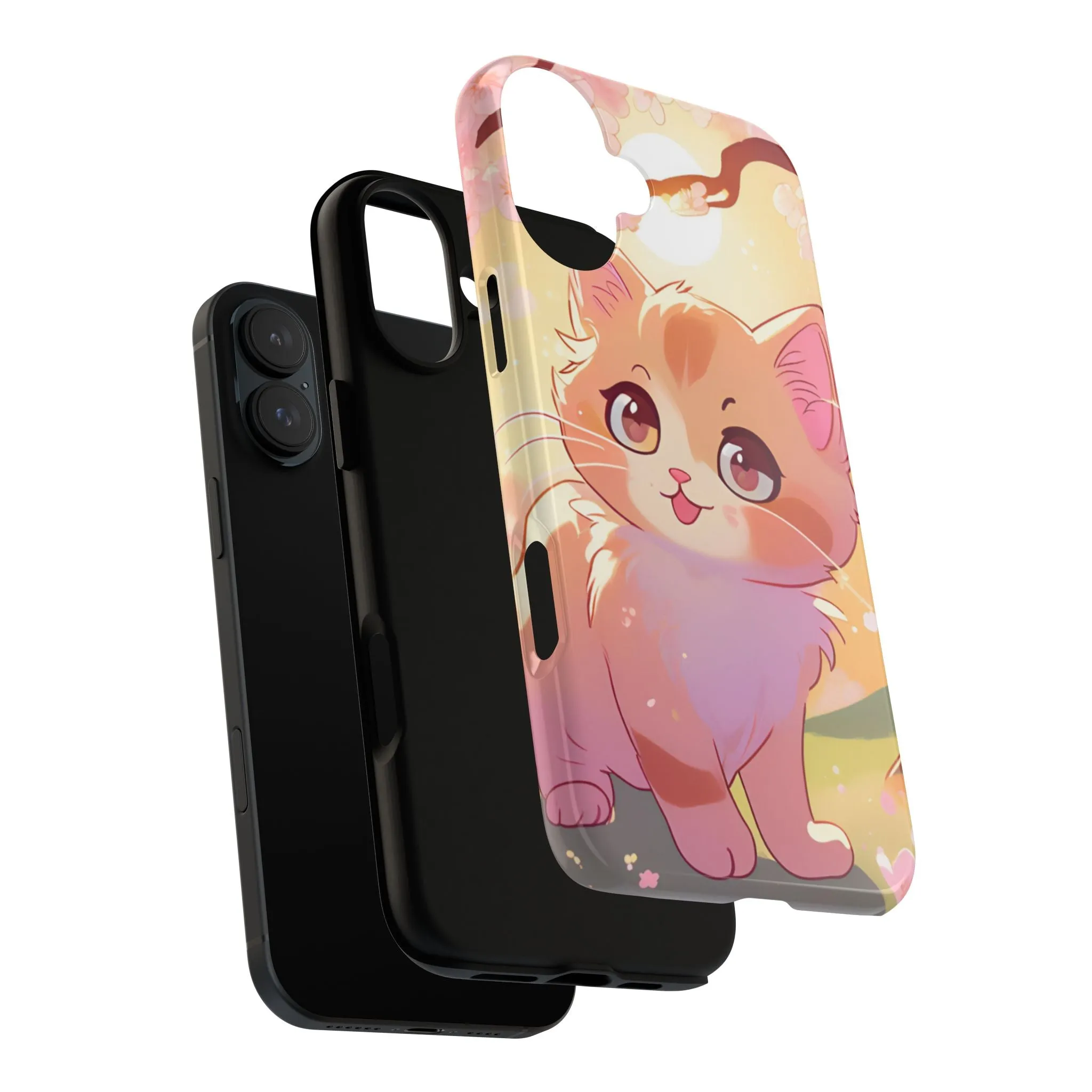 Cute Cat Tough Phone Case - Kawaii Design for Animal Lovers