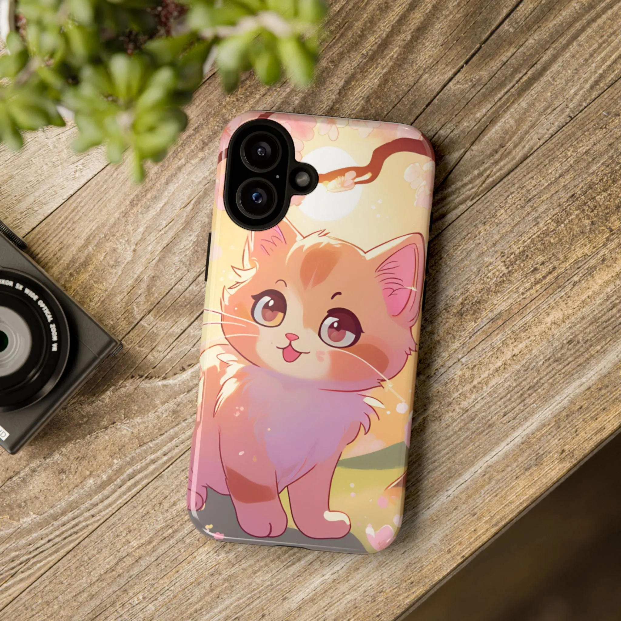 Cute Cat Tough Phone Case - Kawaii Design for Animal Lovers