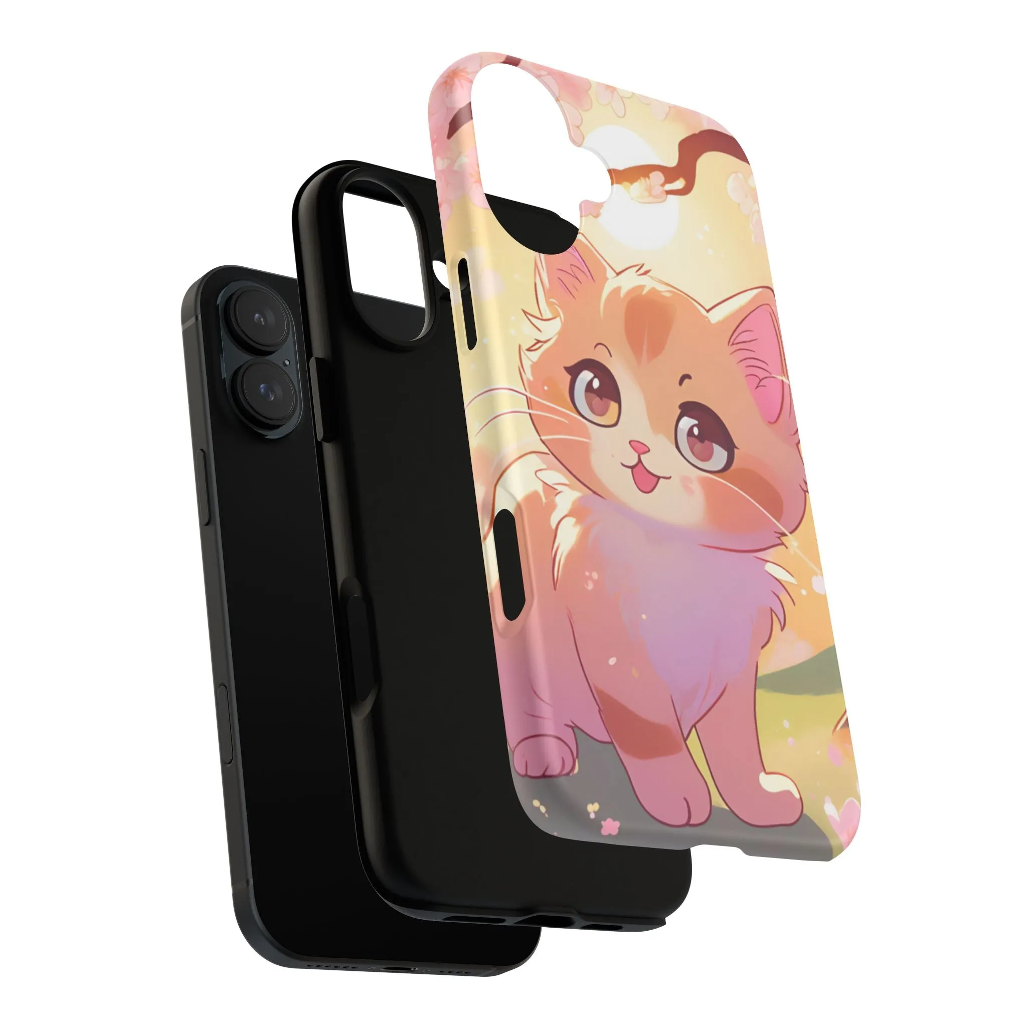 Cute Cat Tough Phone Case - Kawaii Design for Animal Lovers