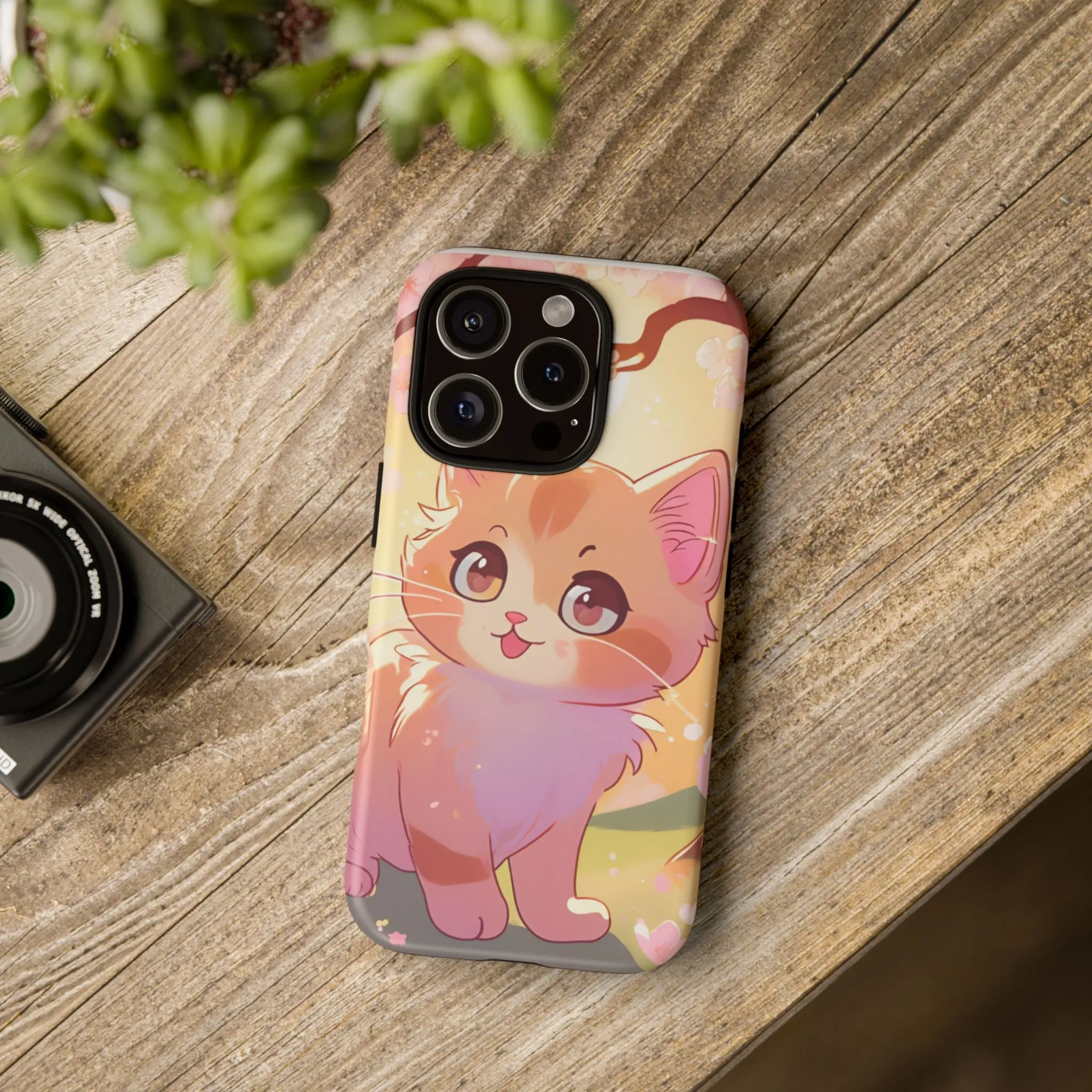 Cute Cat Tough Phone Case - Kawaii Design for Animal Lovers