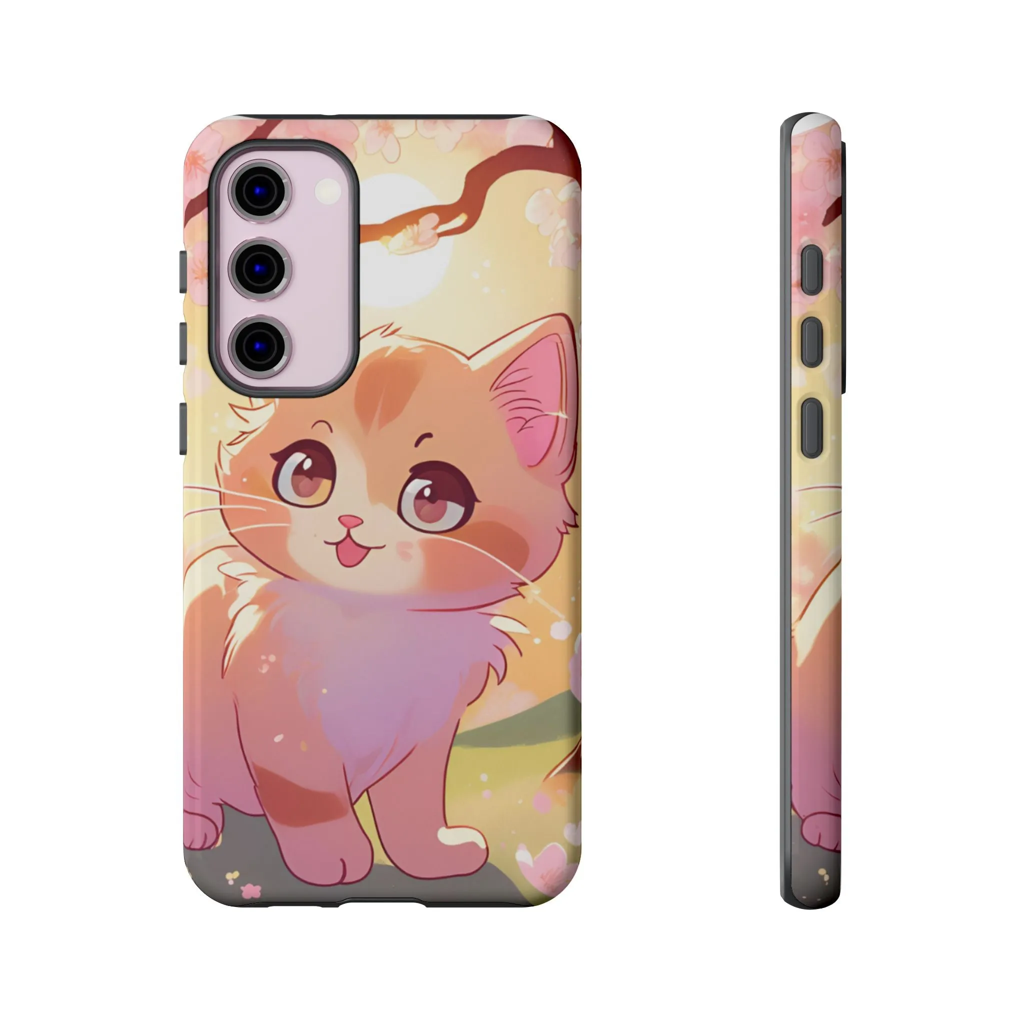 Cute Cat Tough Phone Case - Kawaii Design for Animal Lovers