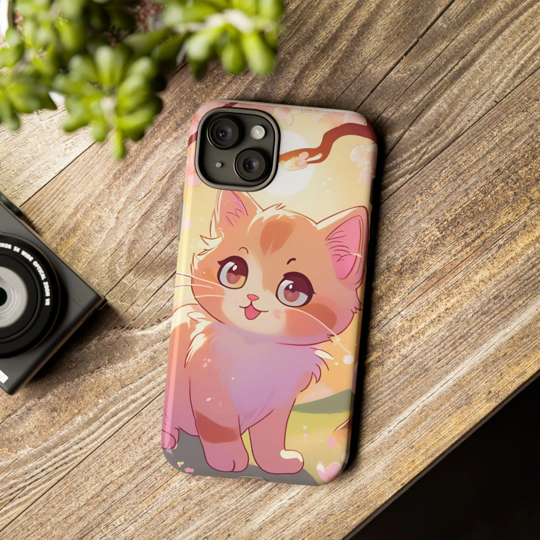 Cute Cat Tough Phone Case - Kawaii Design for Animal Lovers