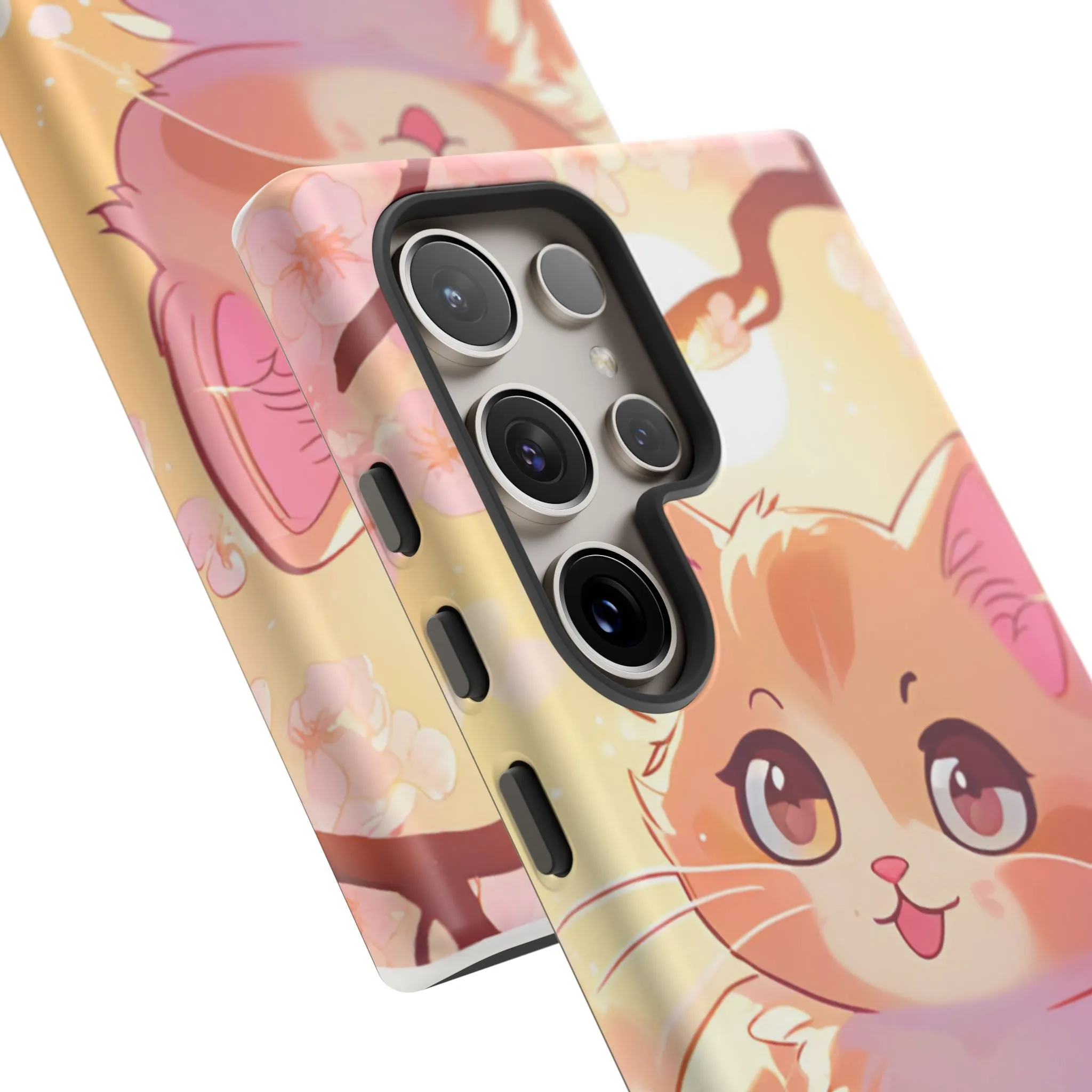 Cute Cat Tough Phone Case - Kawaii Design for Animal Lovers
