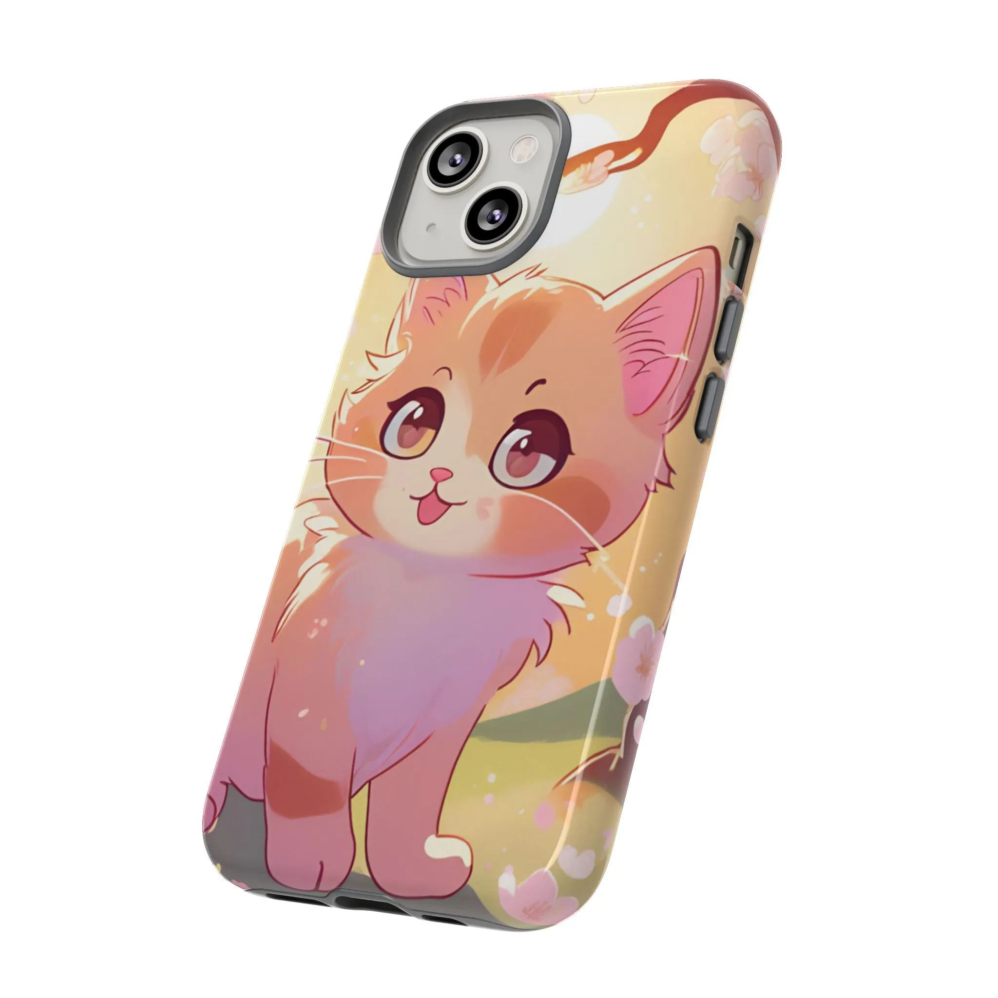 Cute Cat Tough Phone Case - Kawaii Design for Animal Lovers