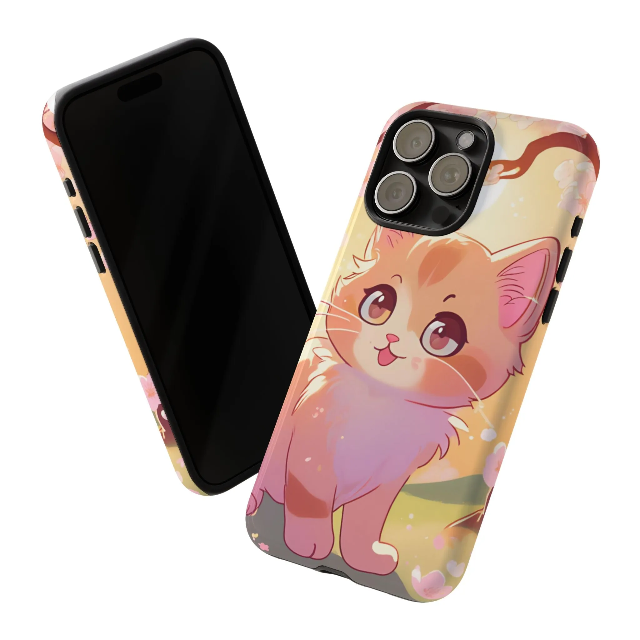 Cute Cat Tough Phone Case - Kawaii Design for Animal Lovers