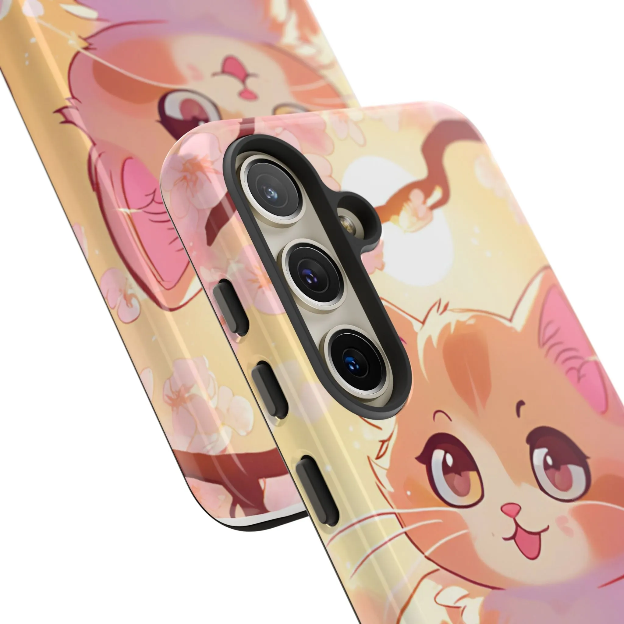 Cute Cat Tough Phone Case - Kawaii Design for Animal Lovers