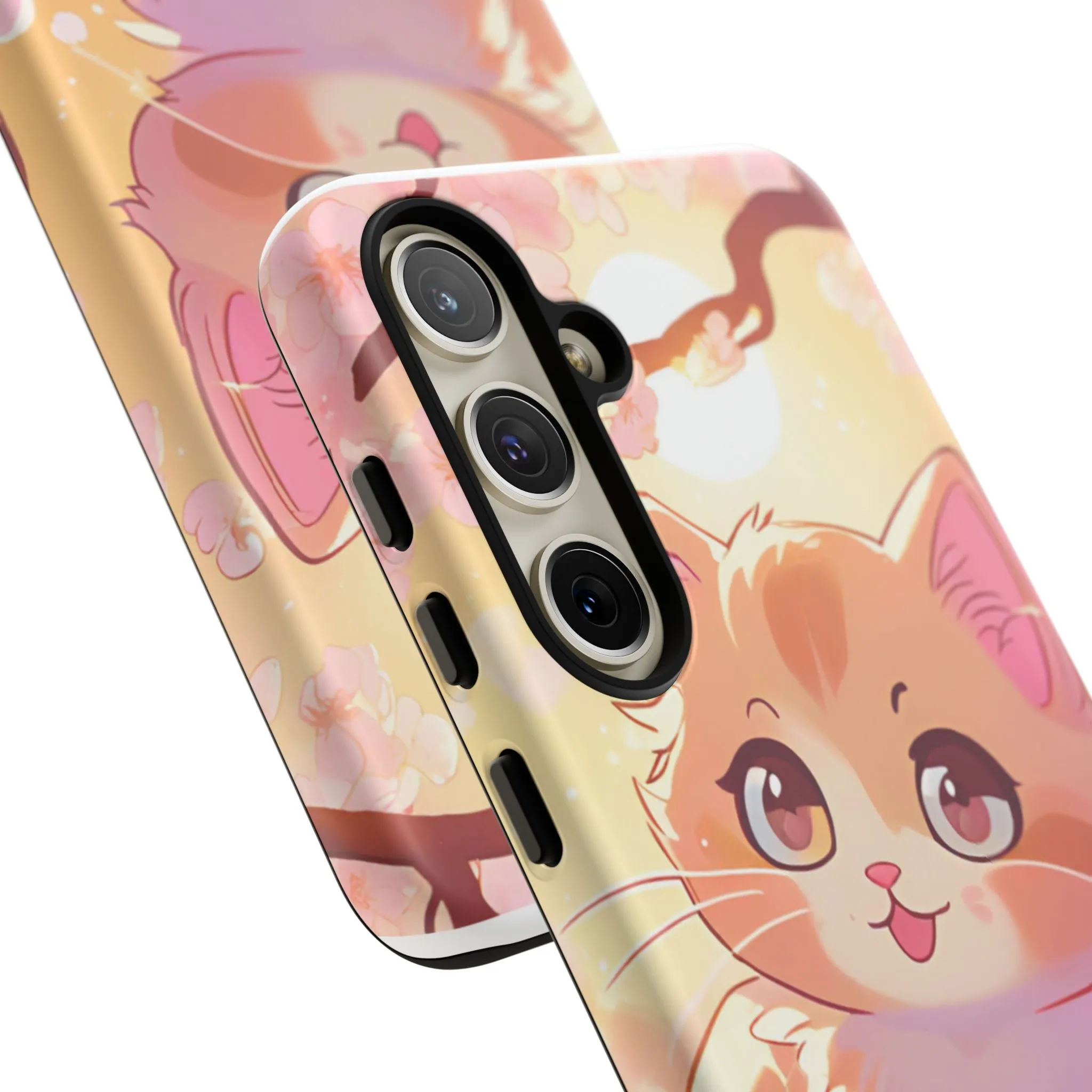 Cute Cat Tough Phone Case - Kawaii Design for Animal Lovers