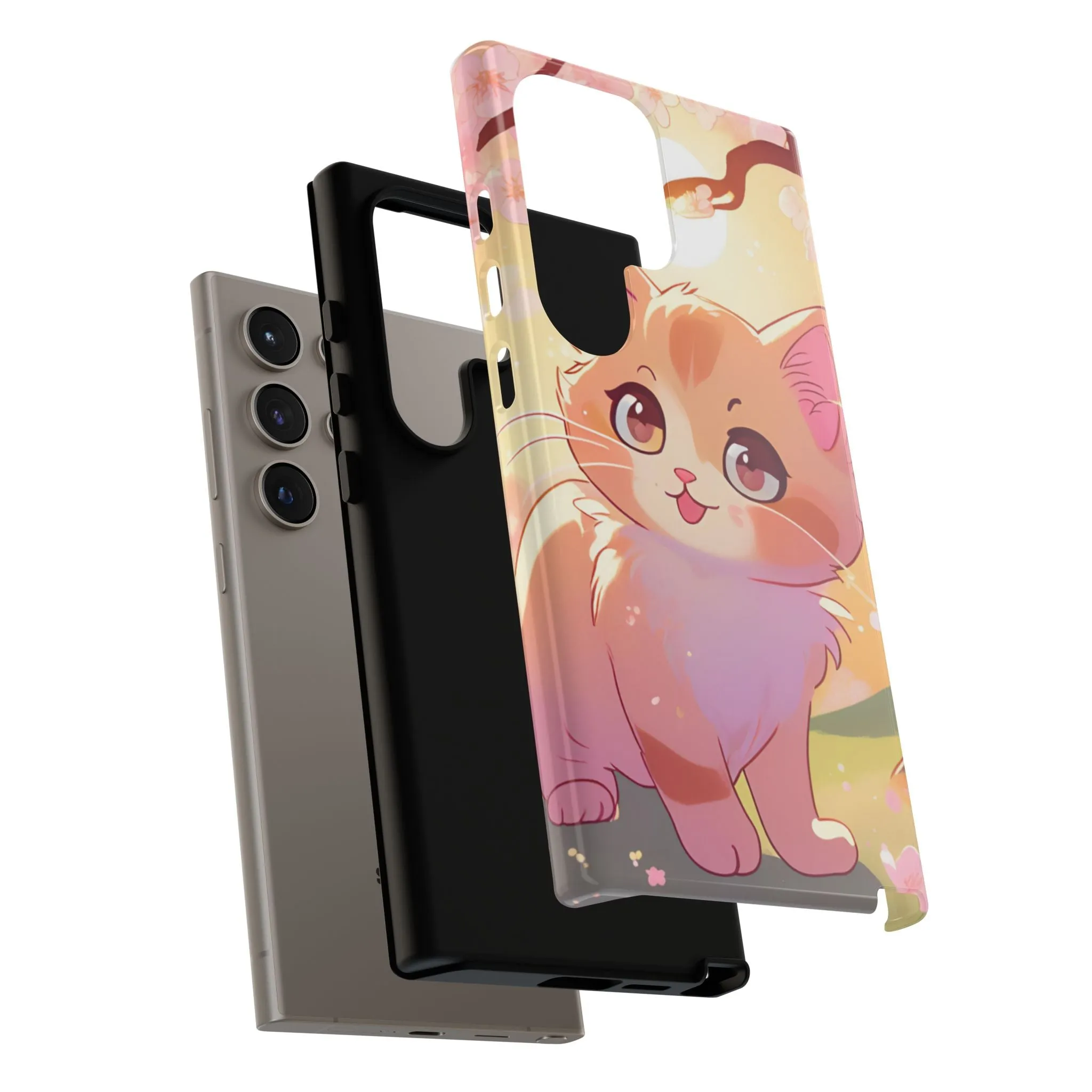 Cute Cat Tough Phone Case - Kawaii Design for Animal Lovers