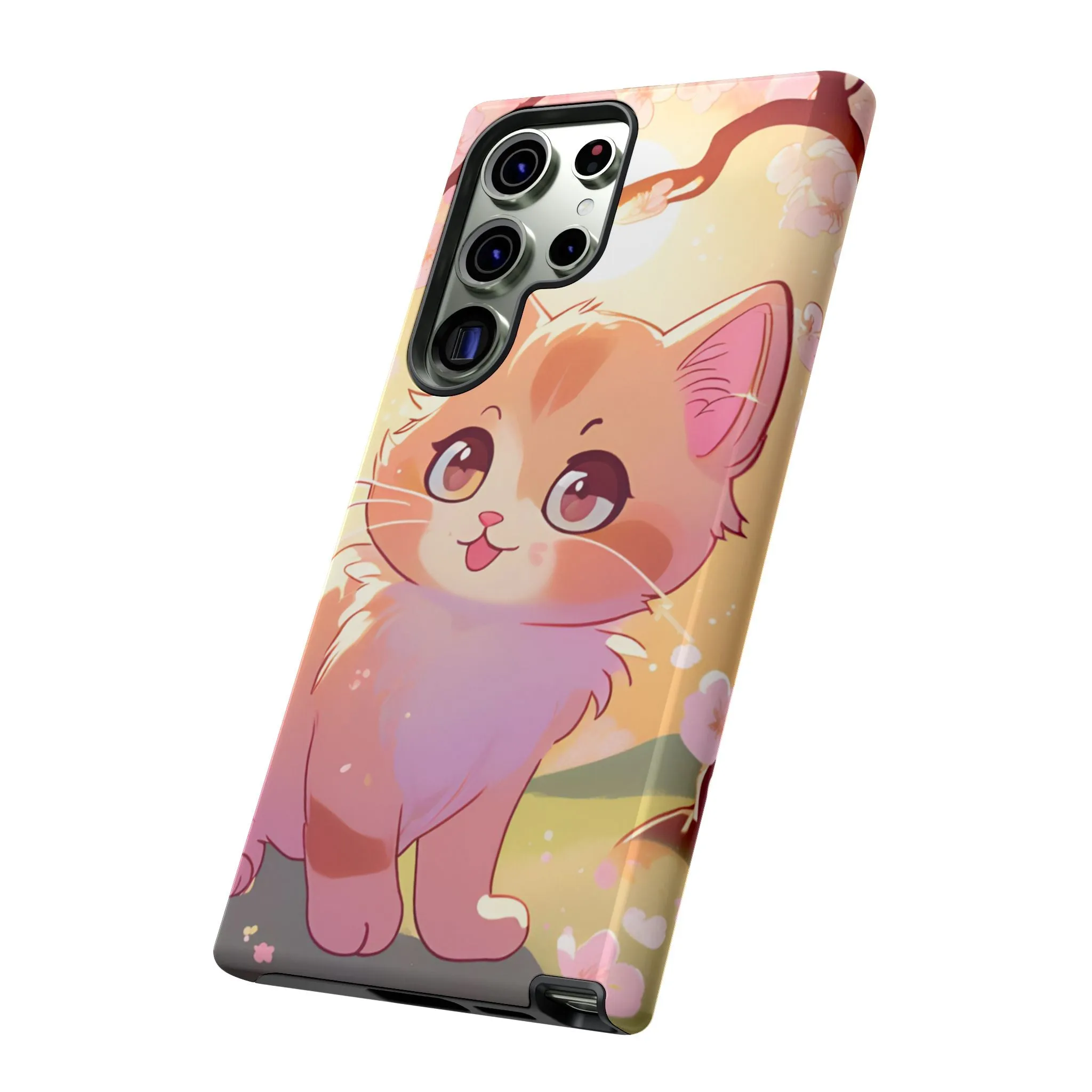 Cute Cat Tough Phone Case - Kawaii Design for Animal Lovers