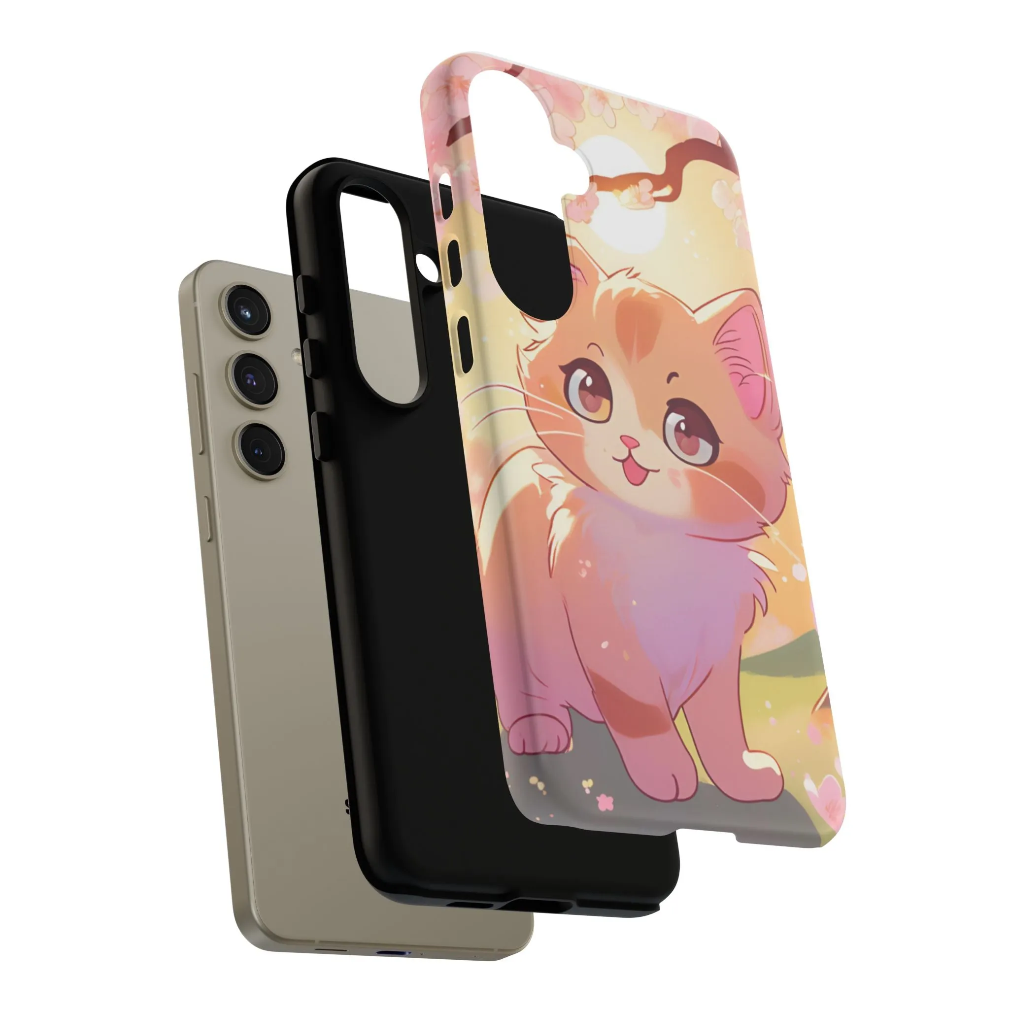 Cute Cat Tough Phone Case - Kawaii Design for Animal Lovers